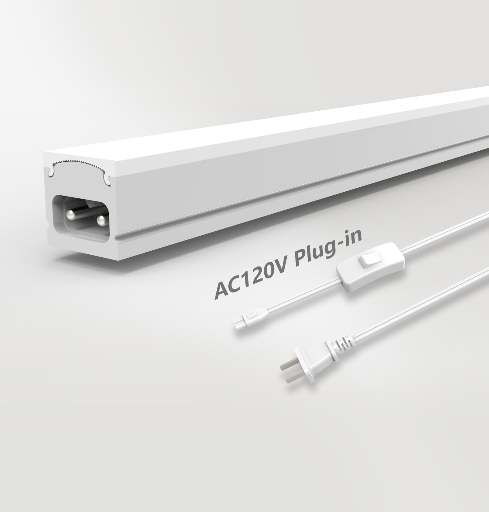 Leetdud Under Cabinet Lighting Plug in, 24 Inch 1 Pc, Linkable AC120V 3CCT 3000K/4000K/5000K Ultra Slim, LED Under Cabinet Light