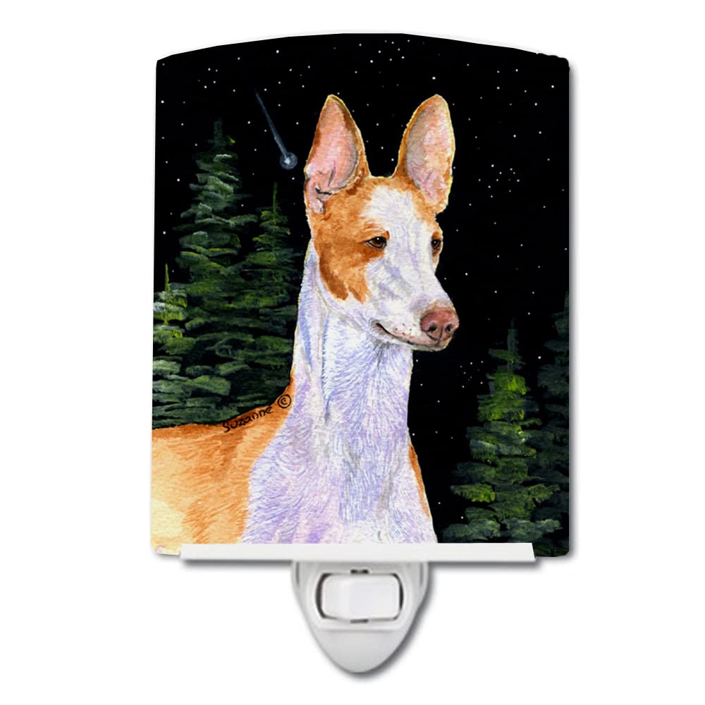 Carolines Treasures Ceramic Night Light, SS8495CNL, 6x4x3in, Multicolor, Ibizan Hound Design, UL-Certified for Bedroom, Bathroom, Nursery
