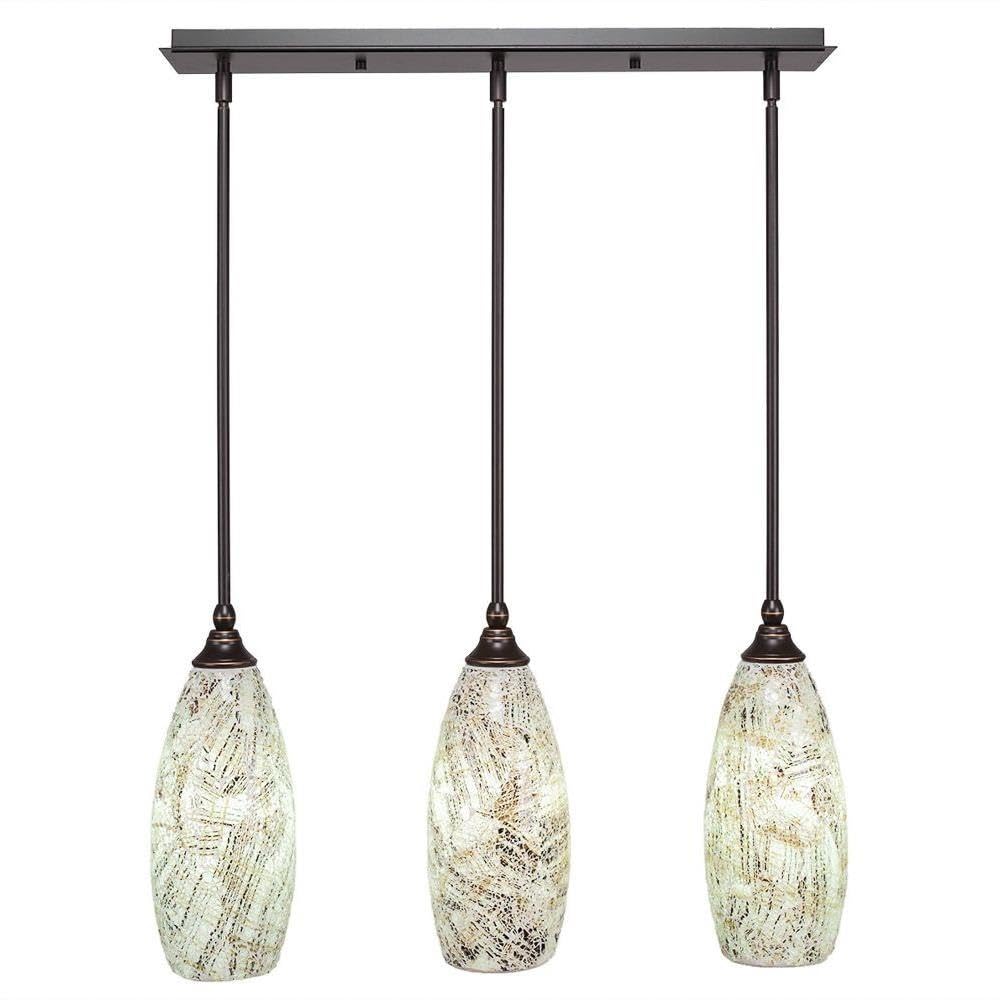 Toltec Lighting 25-Dg-5064 3 Light Multi-Light Mini Hang Straight Swivel Pendant With Natural Fusion Glass, 5.5&quot;, Dark Granite