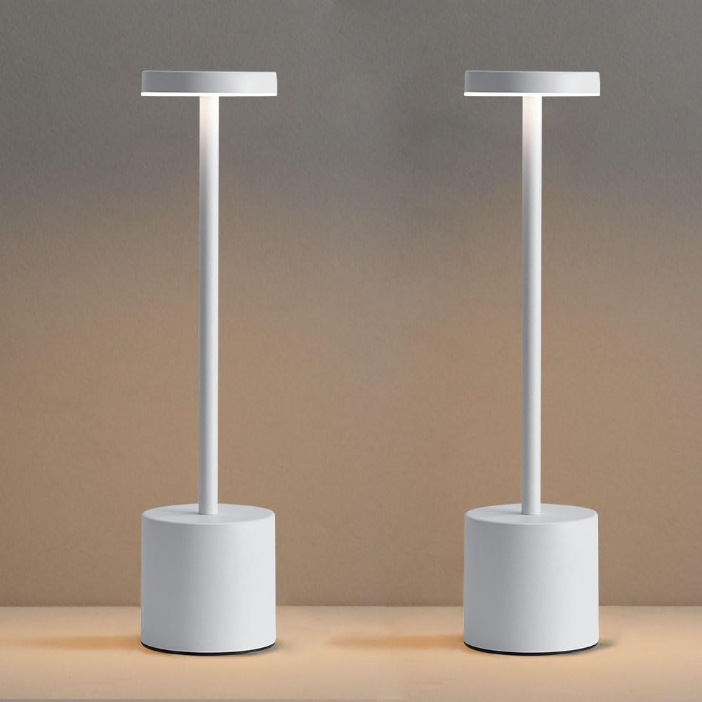 2 Pack LED Cordless Table Lamp, Portable 5000mAh Rechargeable Table Lamp, Touch Control Outdoor Table Lamp, 3 Color Dimmable Cor
