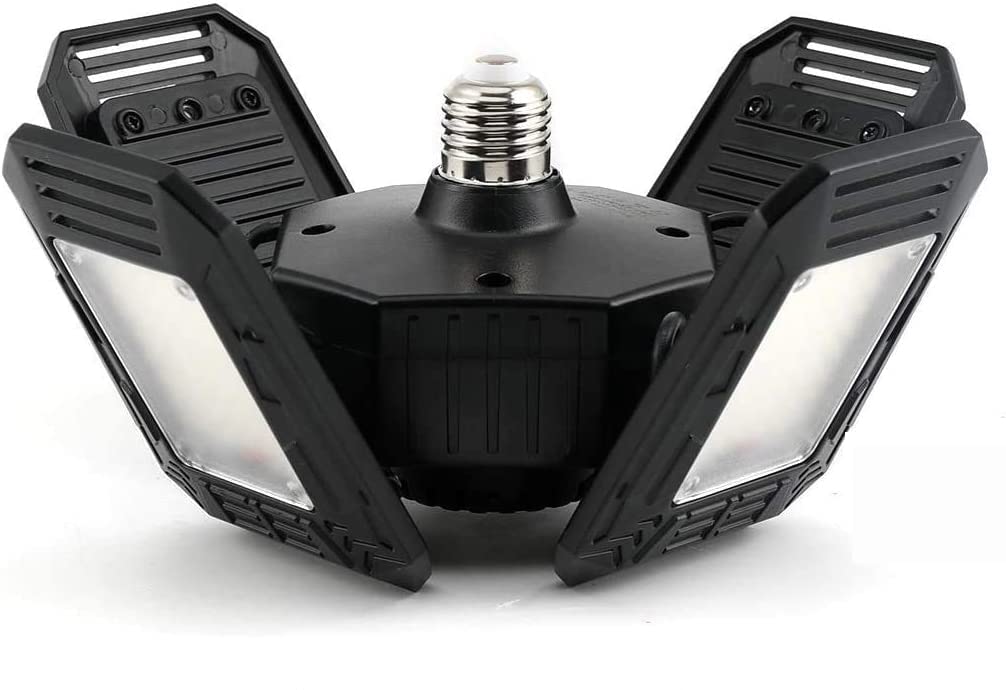 Anypowk Led Garage Lights With Motion Sensor - 12000 Lumen 6500K Daylight 120W, Four Leaf Garage Organization Ceiling Lighting