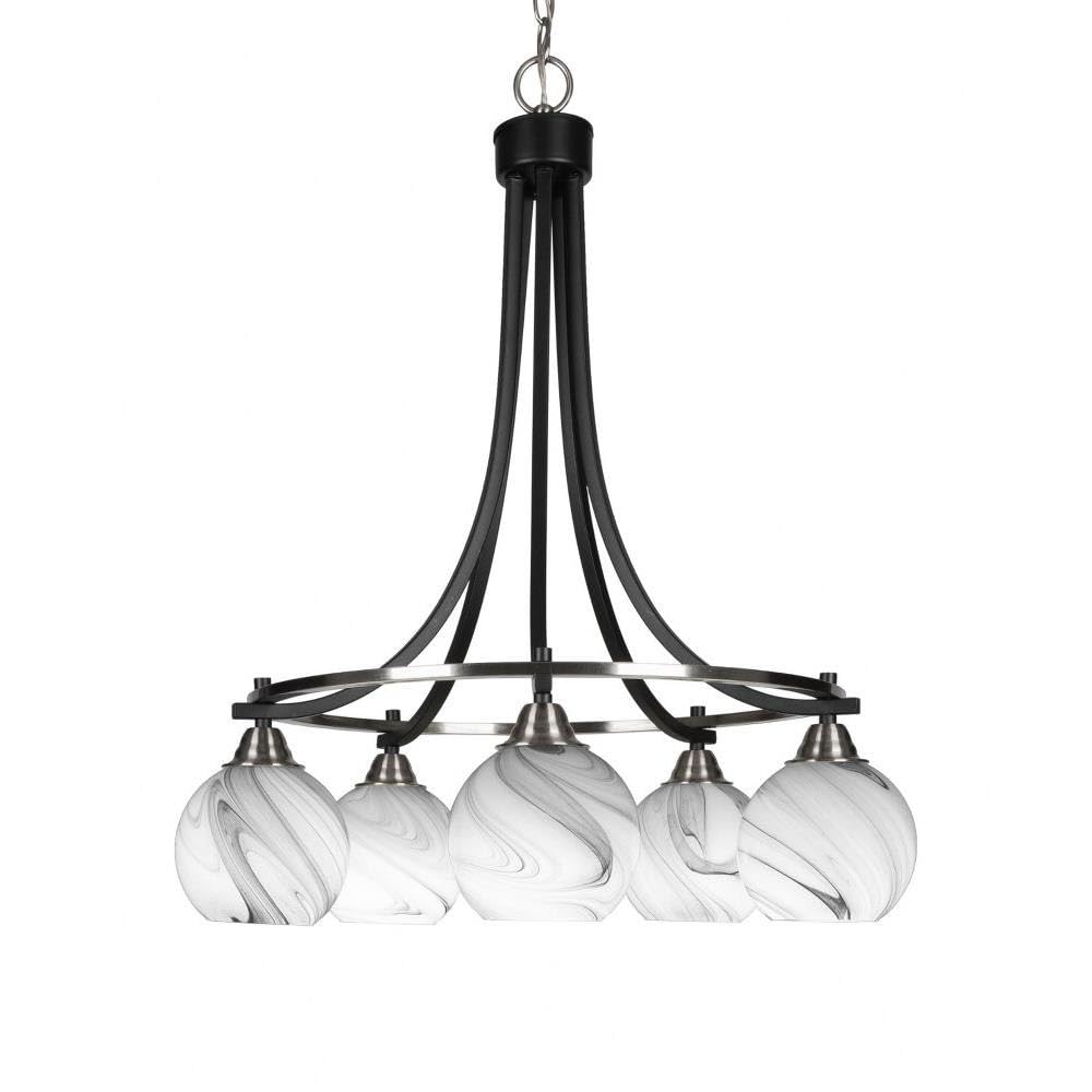 Toltec Lighting Paramount 5 Light Chandelier in Matte Black & Brushed Nickel (3415-MBBN-4109)