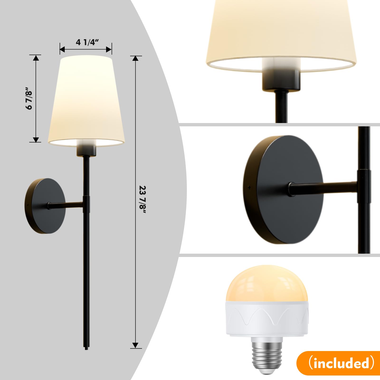 Lightania Battery Operated Wall Sconce Set Of 2, Black Rechargeable Wall Lights With 5200Mah Dimmable Bulbs And Remote, 12 Color