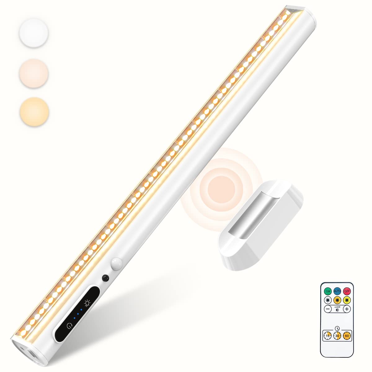 bravzurg Battery Powered Operated Wall Strip Lights, Motion Sensor LED Light Bar Indoor, Rechargeable Magnetic Under Cabinet Lig