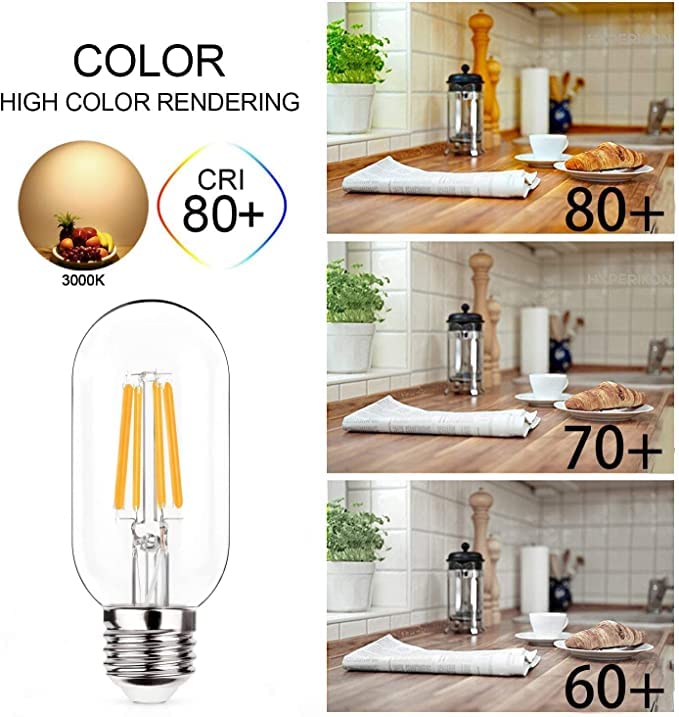 NOTOC E26 LED Light Bulb 4W, Equivalent 40W, T45 Glass, Daylight 4000K, Antique Clear Filament, Pack of 6