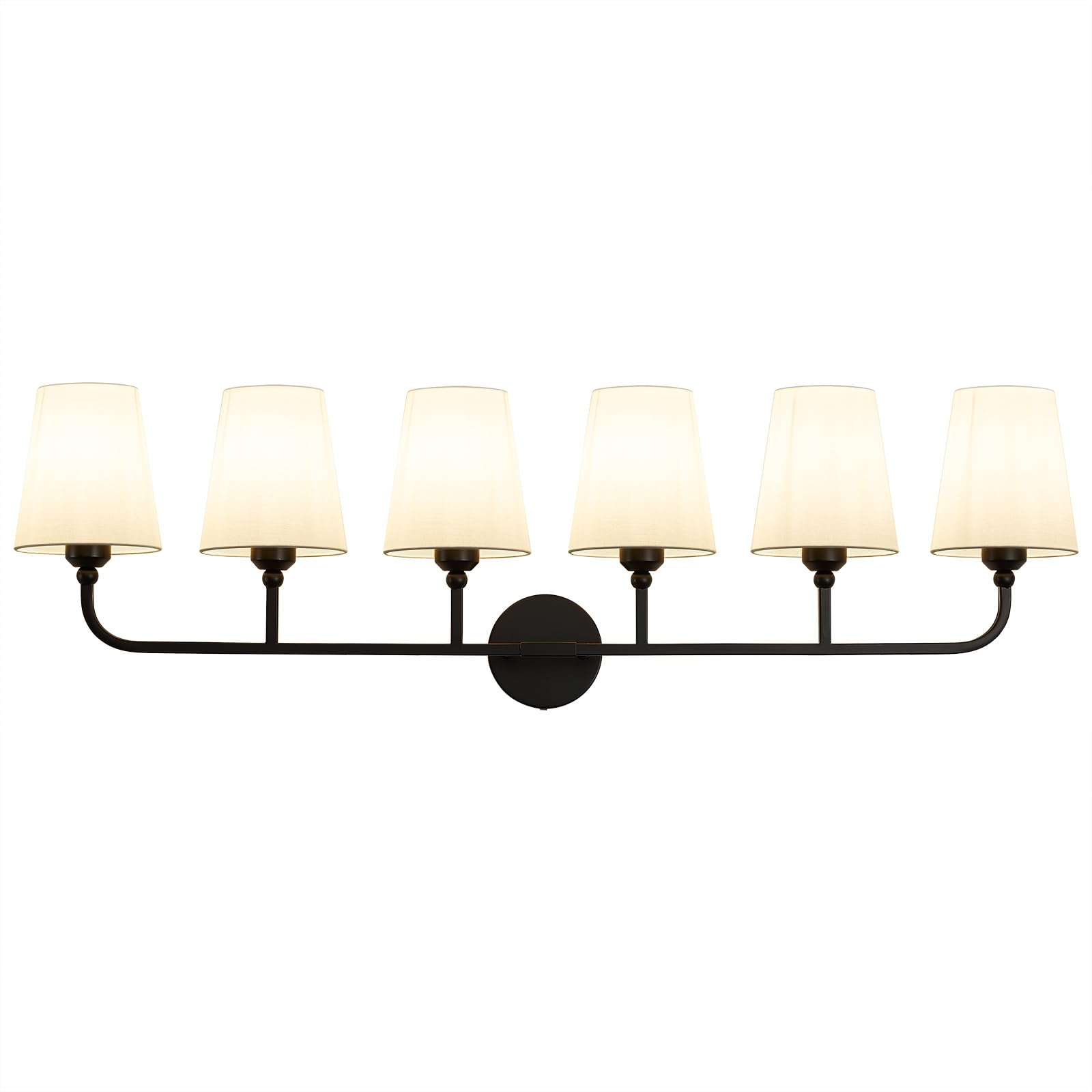 Kvhiiw Bathroom Vanity Light, Matte Black Bathroom Light Fixtures, 6-Light Lighting Fixtures Over Mirror, Modern Wall Sconce wit
