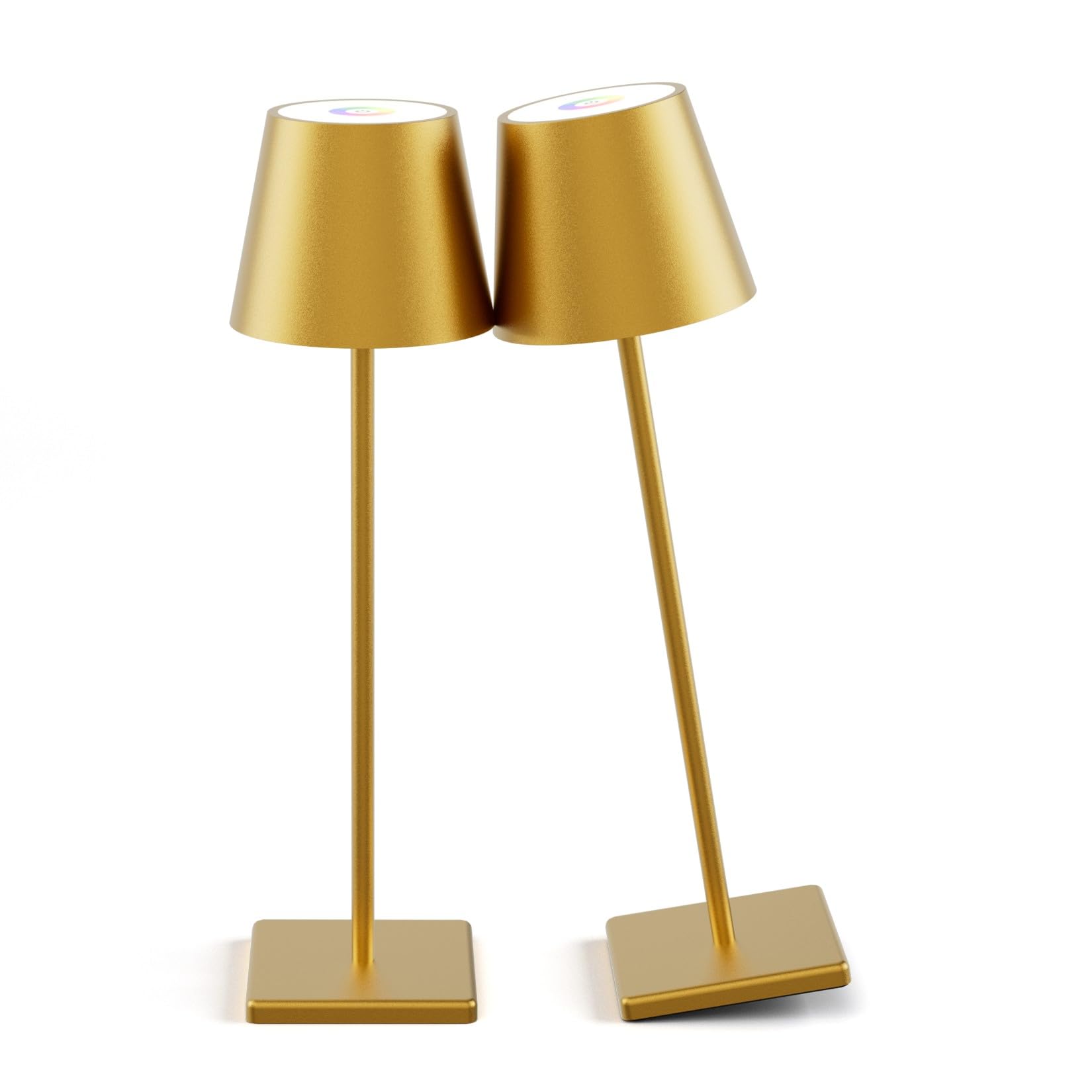 Aoceley 2-Pack LED Cordless Table Lamp 3W 5000mAh Rechargeable Battery Operated Stepless Dimmable Portable Lamp for Restaurant  Bedroom  Outdoor (Gold)