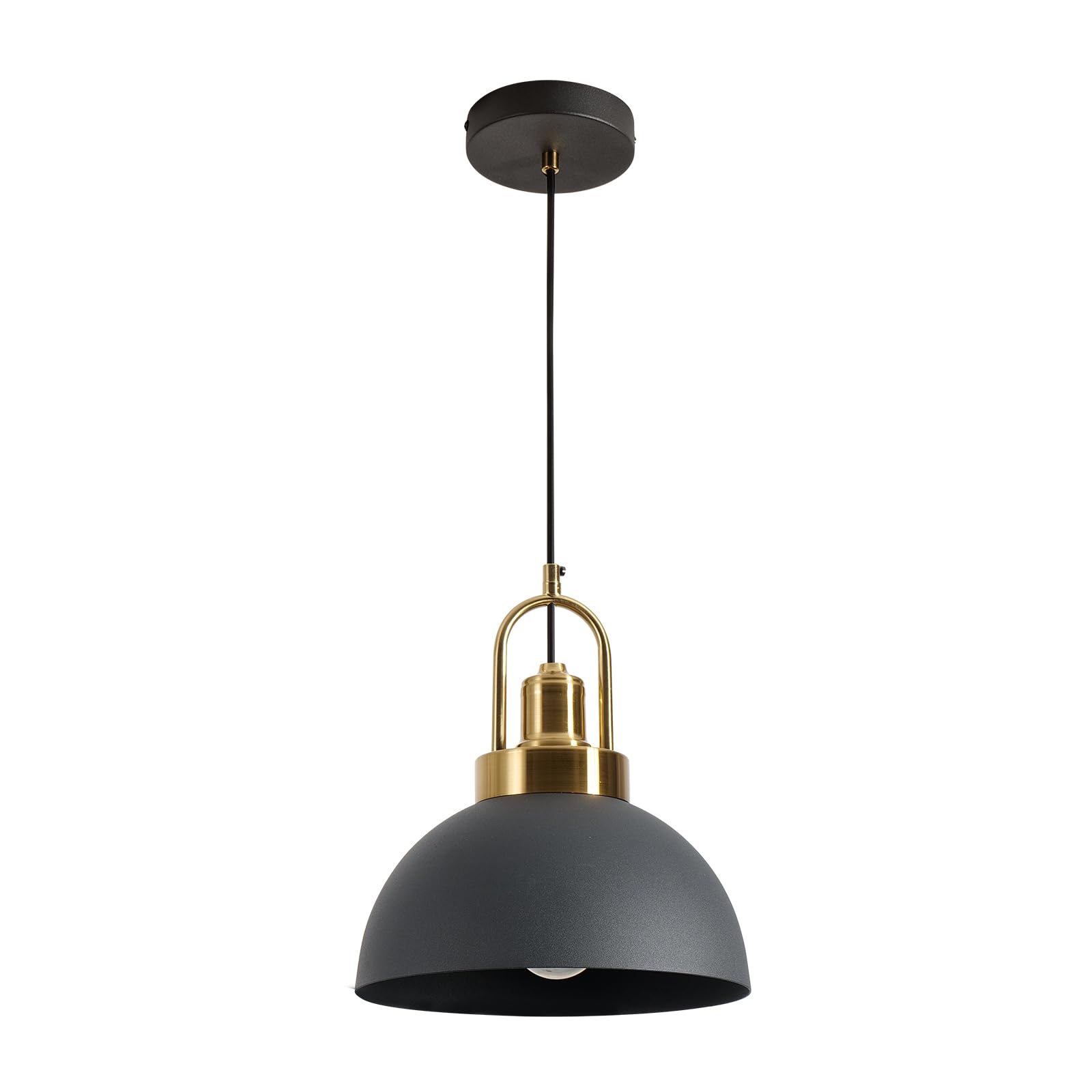 YHANFENGCY Vintage Industrial Pendant Light Black Pendant Light with 9.84-inch Dome and Brass Socket, 78.74-inch Wire - Perfect 