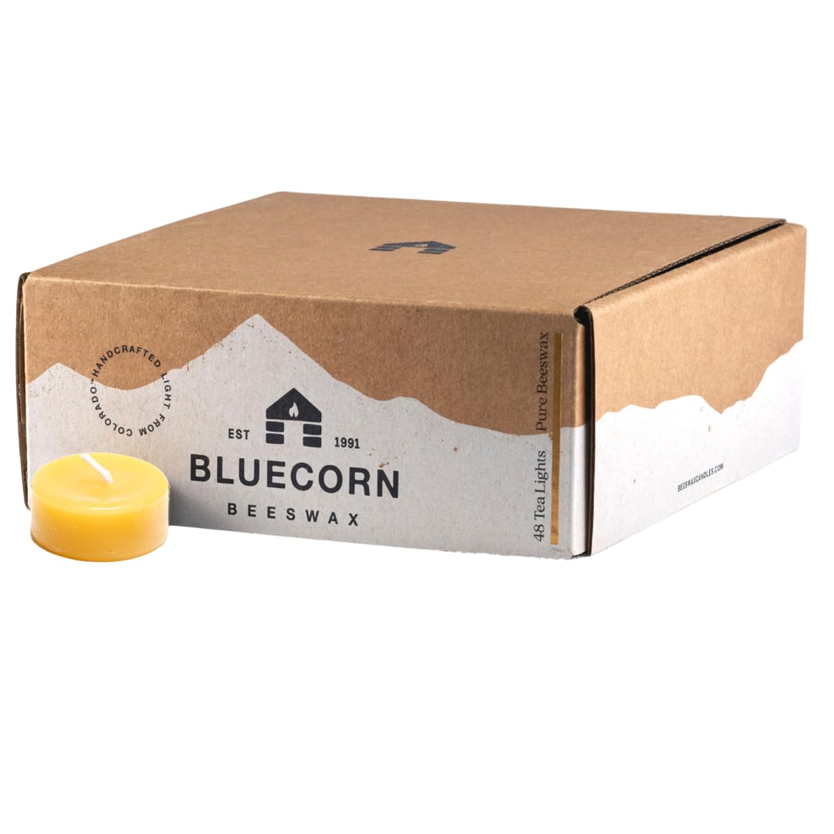 Bluecorn Beeswax Tea Light Candles, 100% Pure Natural Beeswax Refills for Clear Cups, 48 Count, Clean Burning & Long Lasting (5-