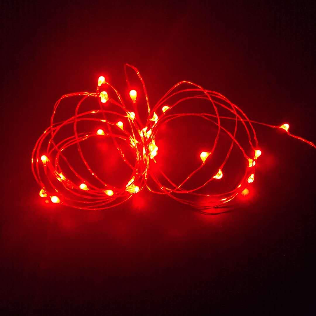 Yongzhenlite 4 Pack Battery Operated LED Fairy Lights, 10 Feet, Red, Copper Material, Indoor Mini Lights with Timer Function