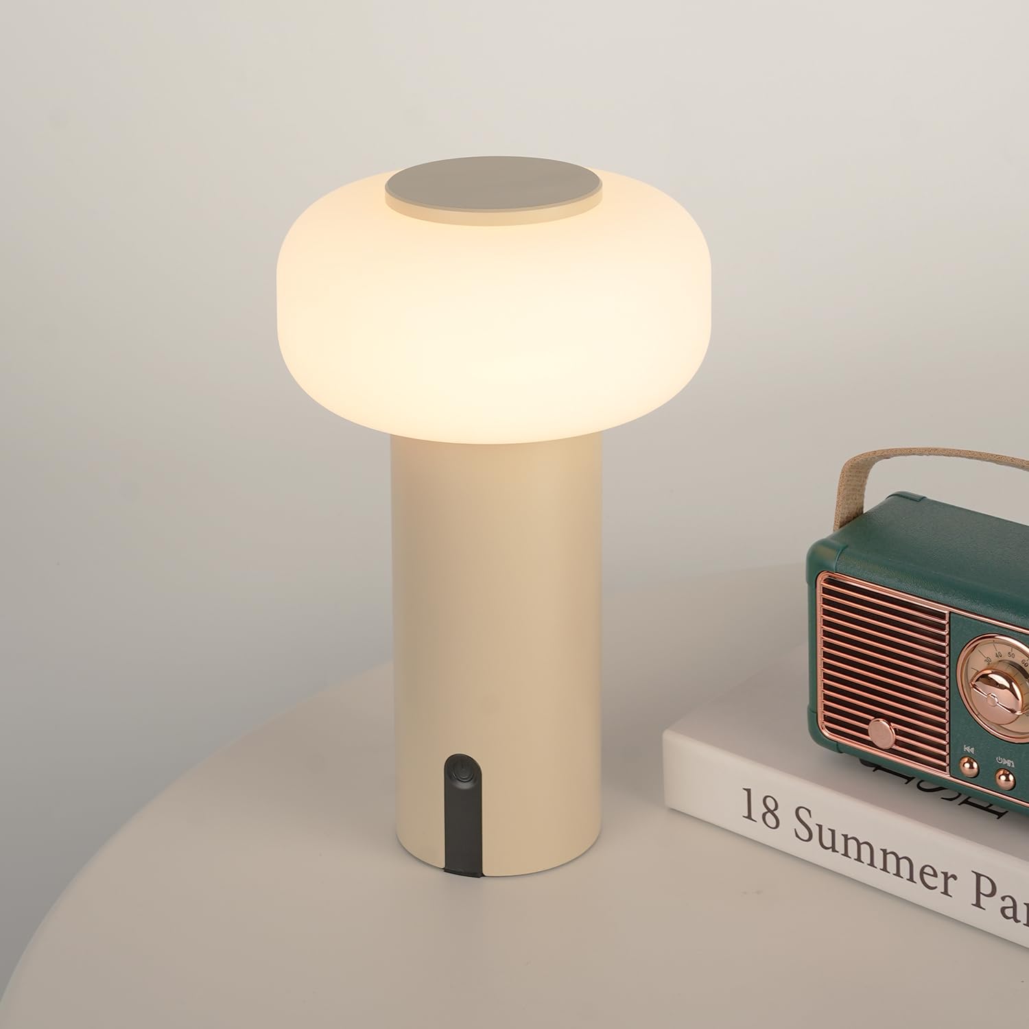 WEILAILUX Waterproof Shower Lamp, Cordless Rechargeable Table Lamp, Touch Dimmable Night Light, Khaki, Model WL-3690