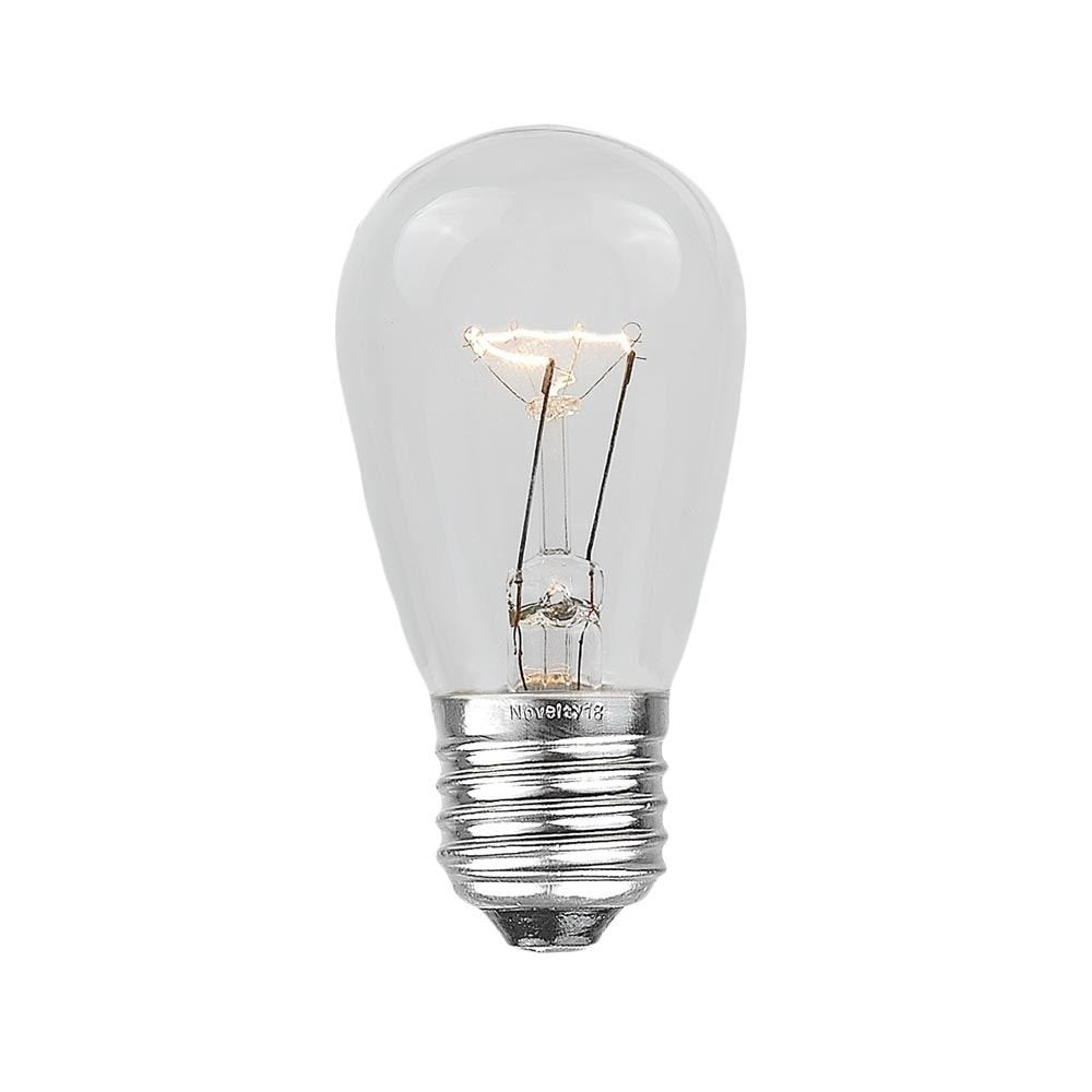 Novelty Lights 25 Pack S14 Outdoor Patio Edison Replacement Bulbs, E27 Medium Base, Clear, 11 Watt