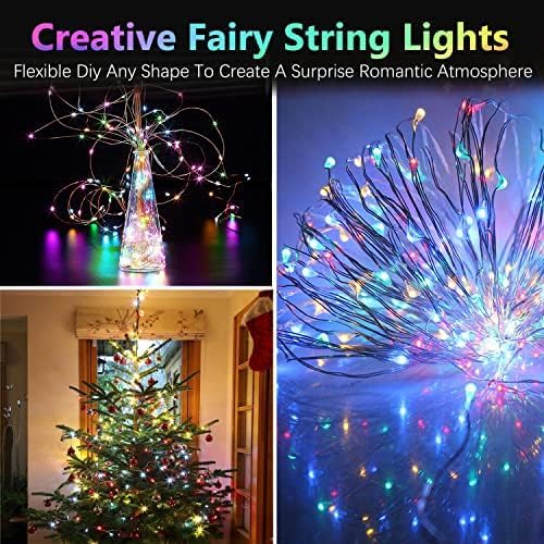 BOSSERN 2 Pack 100LED Fairy Lights with Remote, 8 Modes, Timer, Dimmable, Waterproof, Multicolor