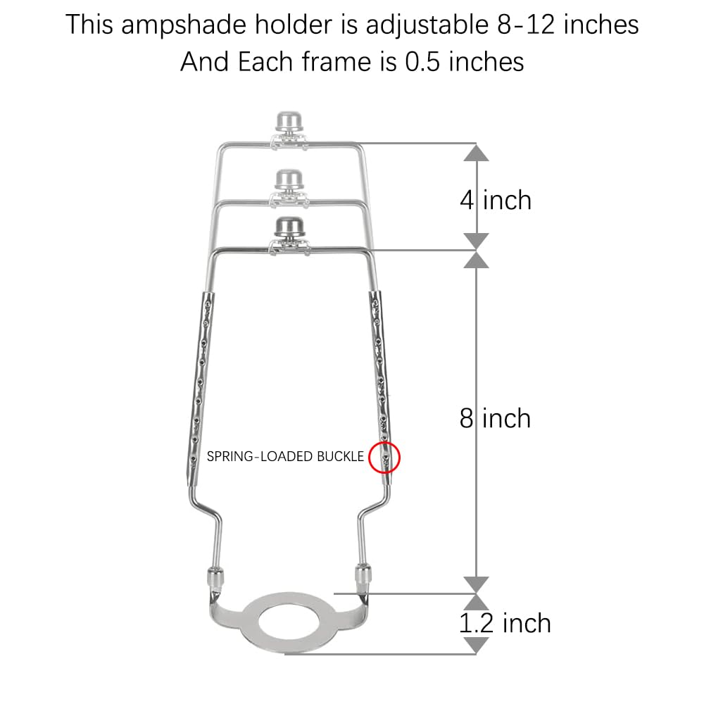 8 9 10 11 12 Inch Lamp Shade Harp Holder, Adjustable Lamp Harp Kit, Fit Both Standard Lamp Rod And E14 E26 E27 Light Base Uno Fi