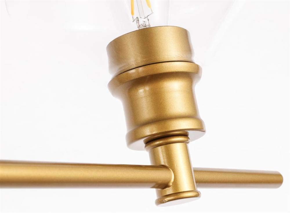 Elegant Lighting Living District Gene 3-Light Mid-Century Metal Wall Sconce in Brass and Clear