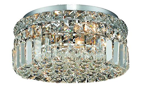 Elegant Lighting 2030F12C/RC 4-Light Crystal Chandelier, Chrome Finish, Clear Crystals, Single-Tier Design