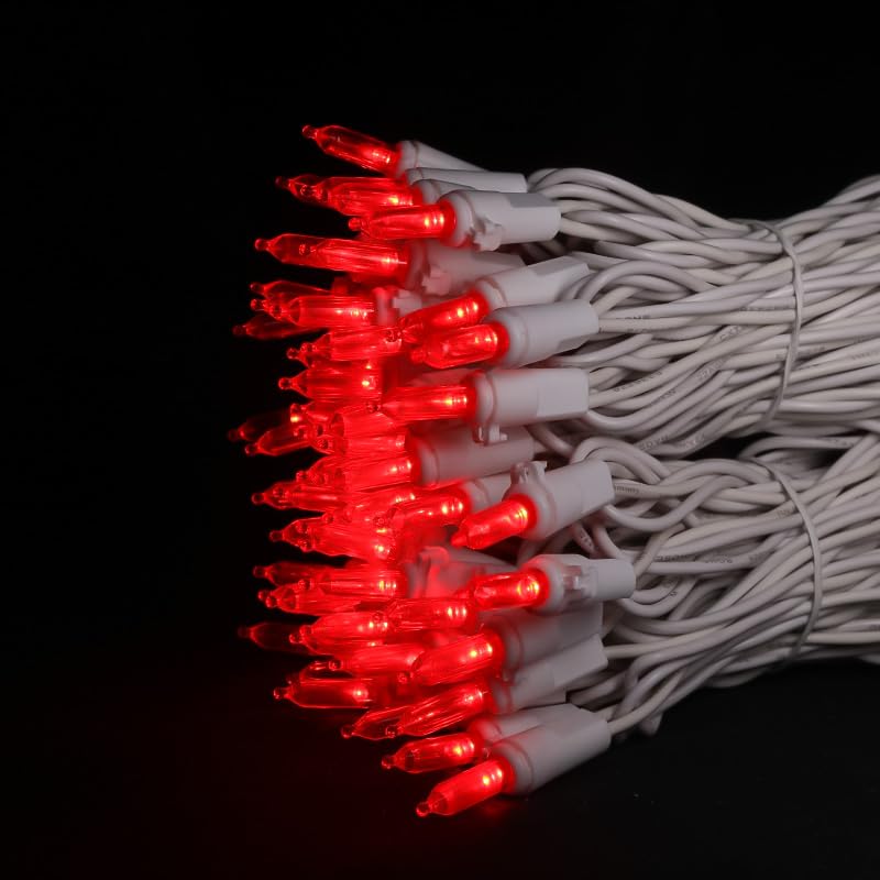 Red Christmas Led Lights - 2 Pack 100 Count Red Christmas String Lights For Tree  Bedroom  Wedding  Indoor/Outdoor Valentines Day Decorations  2 Sets 33 Feet White Wire  Ul Certified  Connectable
