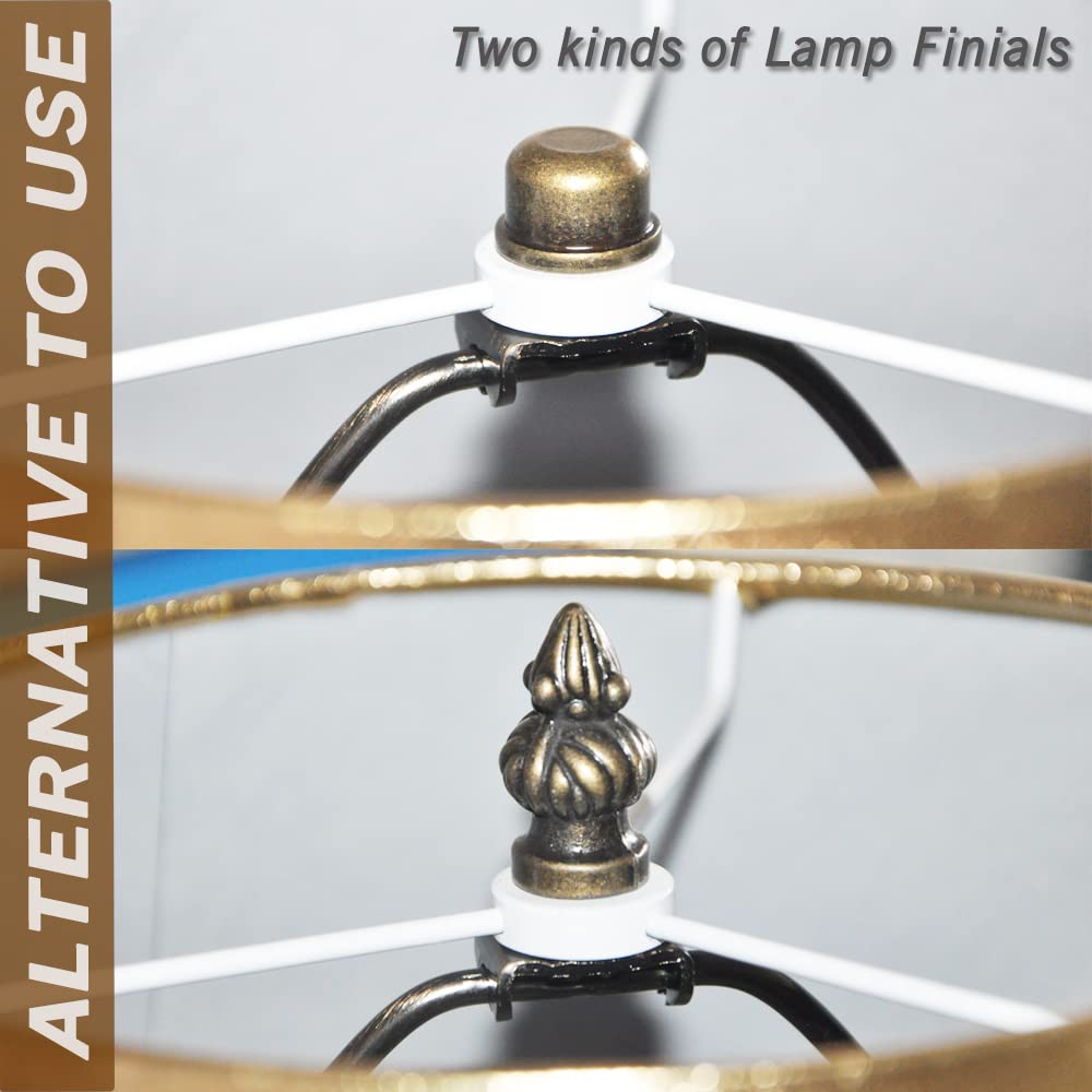 QVQCWD Lamp Shade Harp Holder, 8 Inch Bronze, Plastic, Fits Standard Lamp Rod & E26 Base, Includes 2 Shade Finials