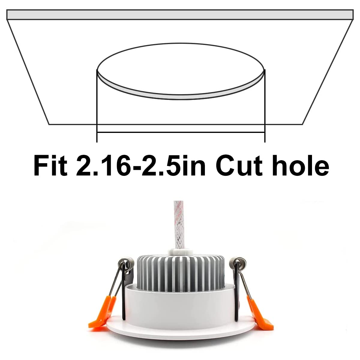 YGS-Tech LED Recessed Lighting 2 Inch Dimmable Downlight 3W 5000K Daylight White 1 Pack Metal Model YGS-DL-3WPW-1
