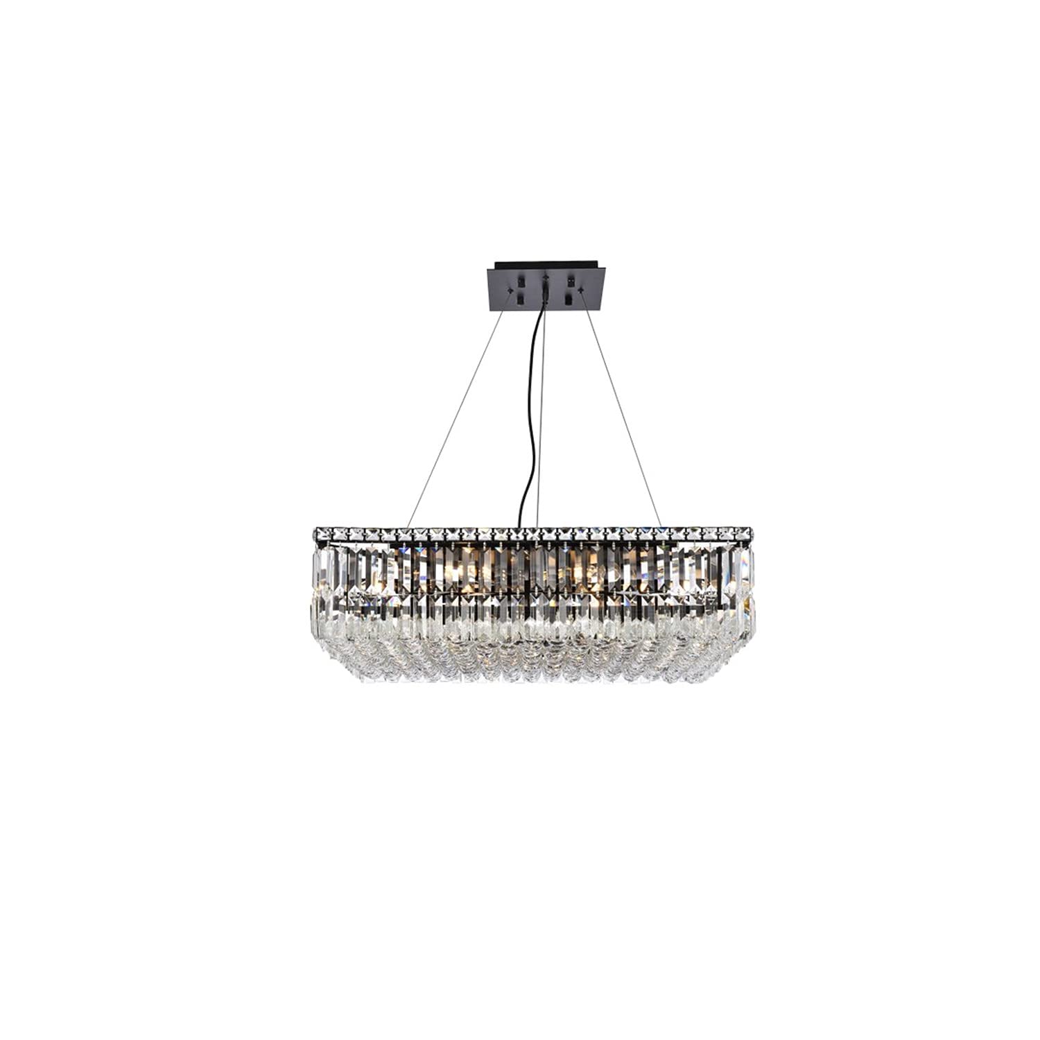 Elegant Lighting Maxime 28&quot; Black Metal & Crystal Chandelier - Luxurious Home Decor