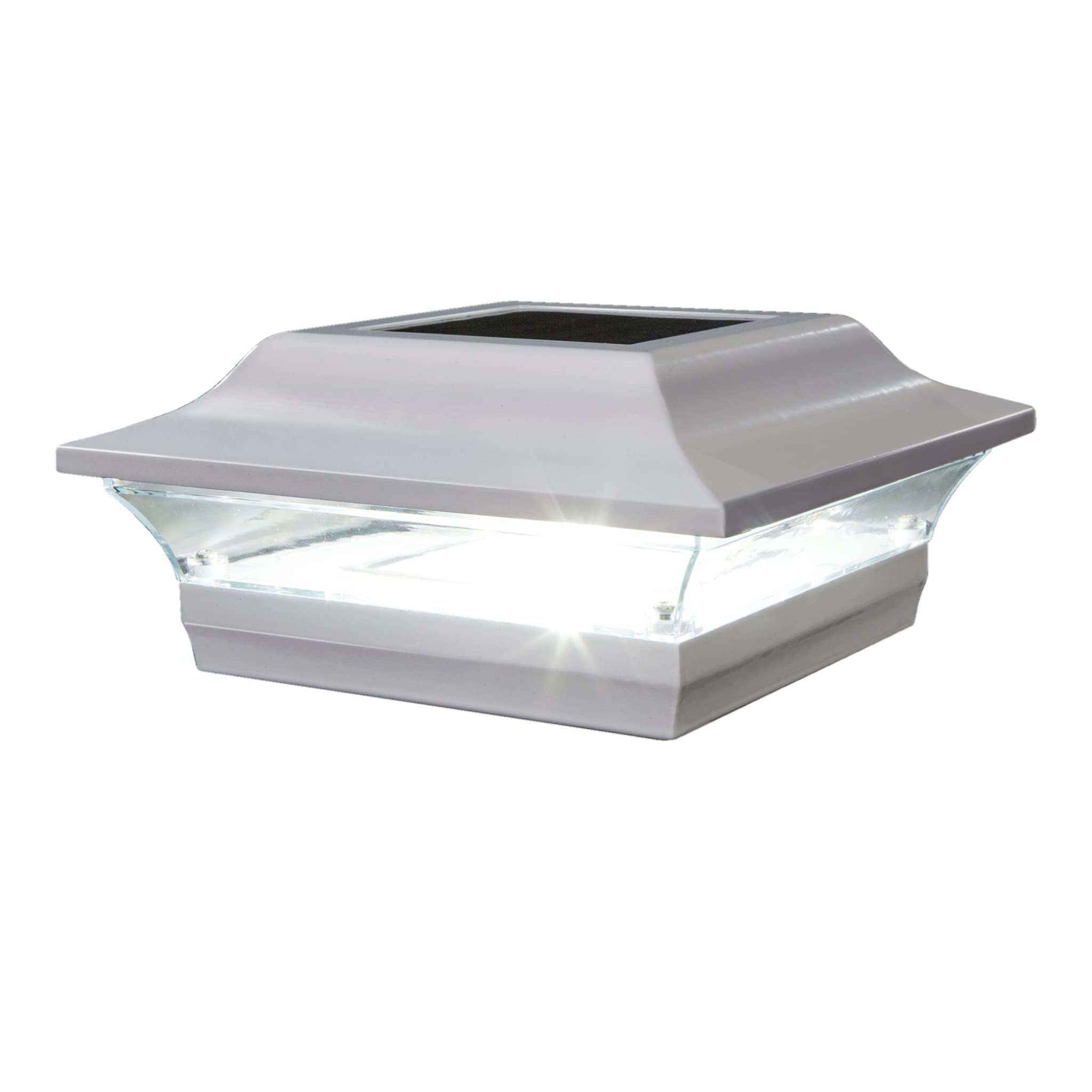 Classy Caps Sl214W Imperial Outdoor Solar Post Cap Fence And Deck Light, Bright White Light, Fits 5&quot; X 5&quot; Post, White Powder Coated Aluminum