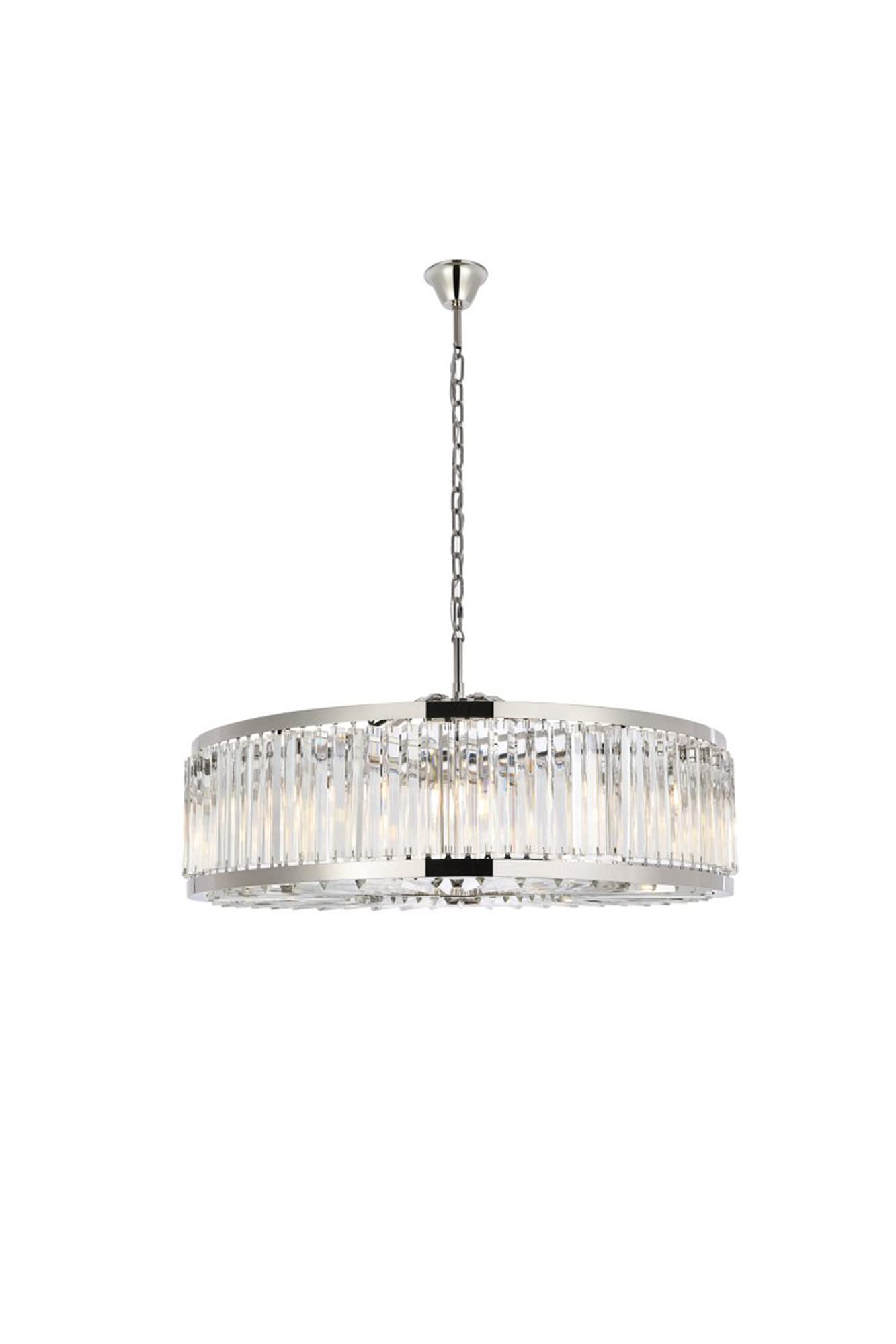 Elegant Lighting Chelsea Collection 1203G43PN/RC 10-Light Pendant Lamp with Royal Cut Crystals, Polished Nickel Finish
