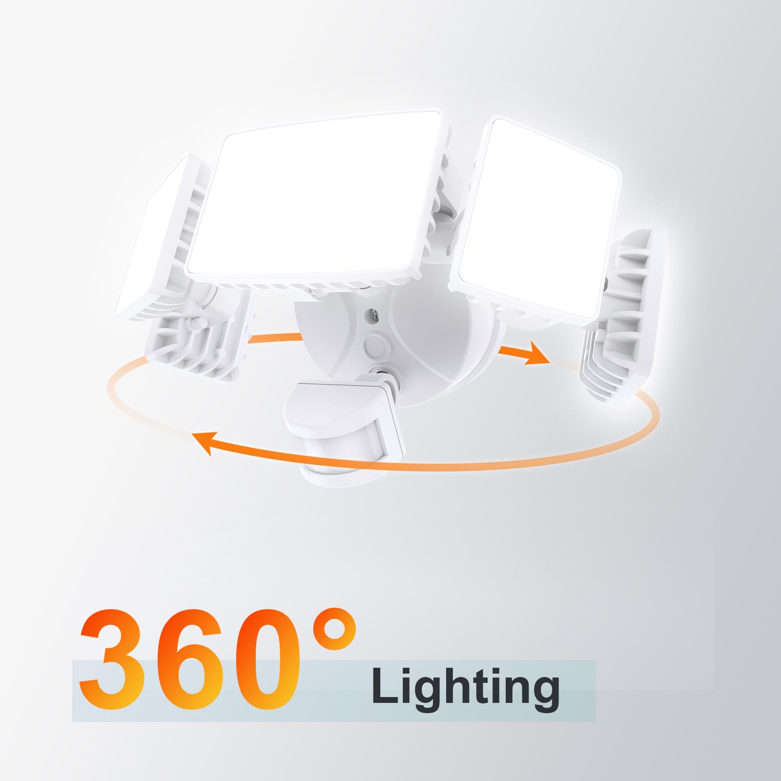 Onforu LED Security Lights 5 Heads 55W Motion Sensor 5000LM IP65 Waterproof Standard-size White Model BDBS55G-5