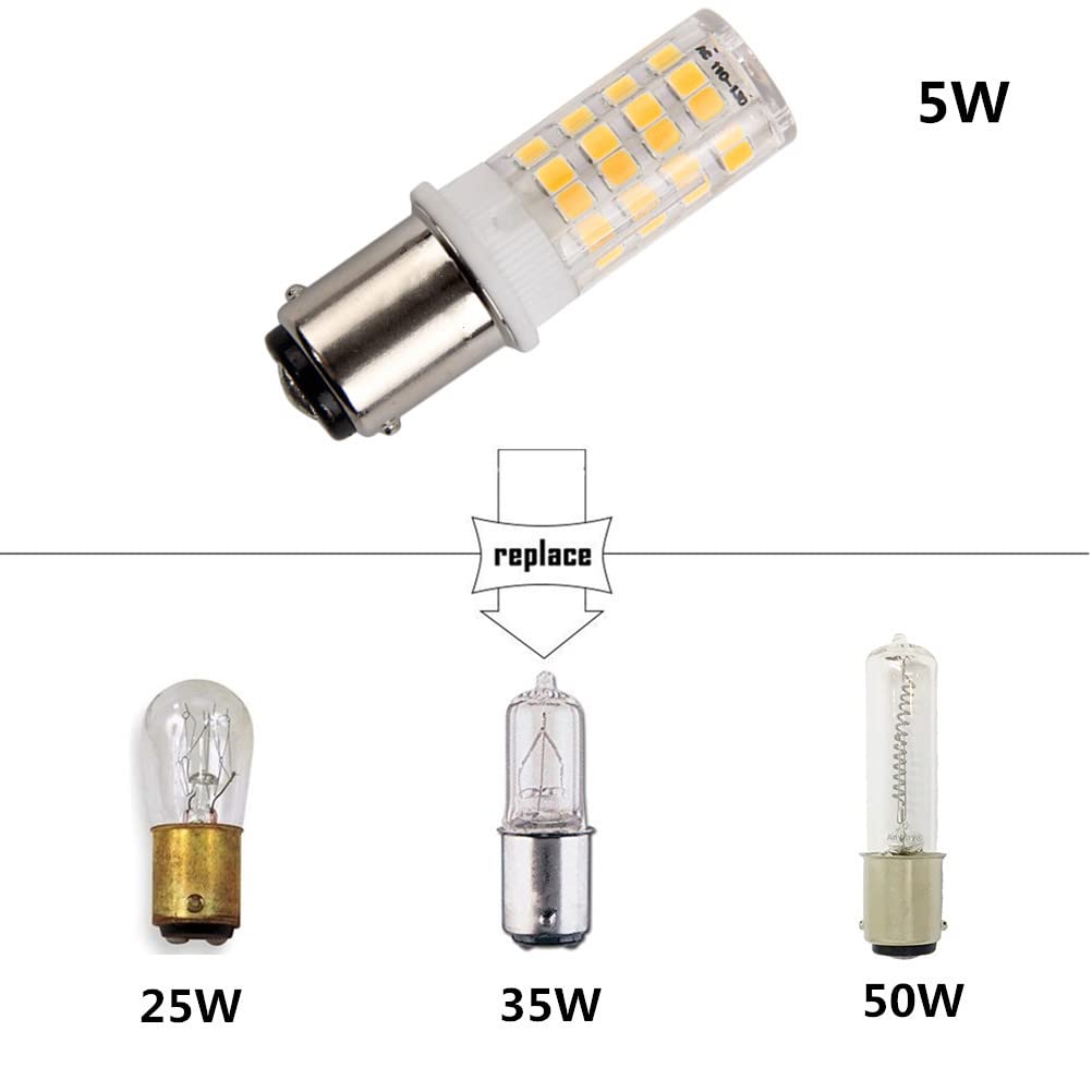 Hryspn Ba15D Led Bulb 120V Double Bayonet Base 5 Watt Warm White 3000K For Sewing Machine Lamp, Non-Dimmable (Pack Of 4)