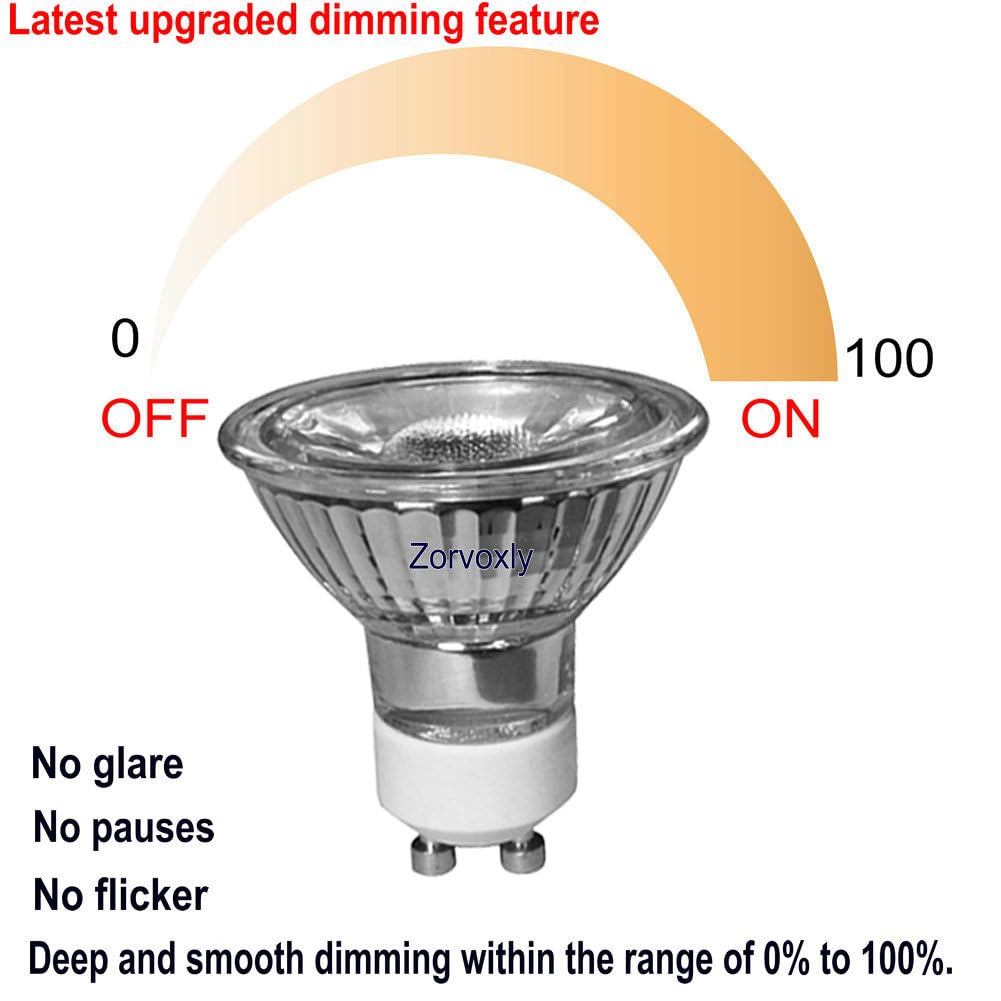 Zorvoxly GU10 LED Light Bulbs, 5W Dimmable Daylight 5000K, 2 Pack, Waterproof Glass Reflector