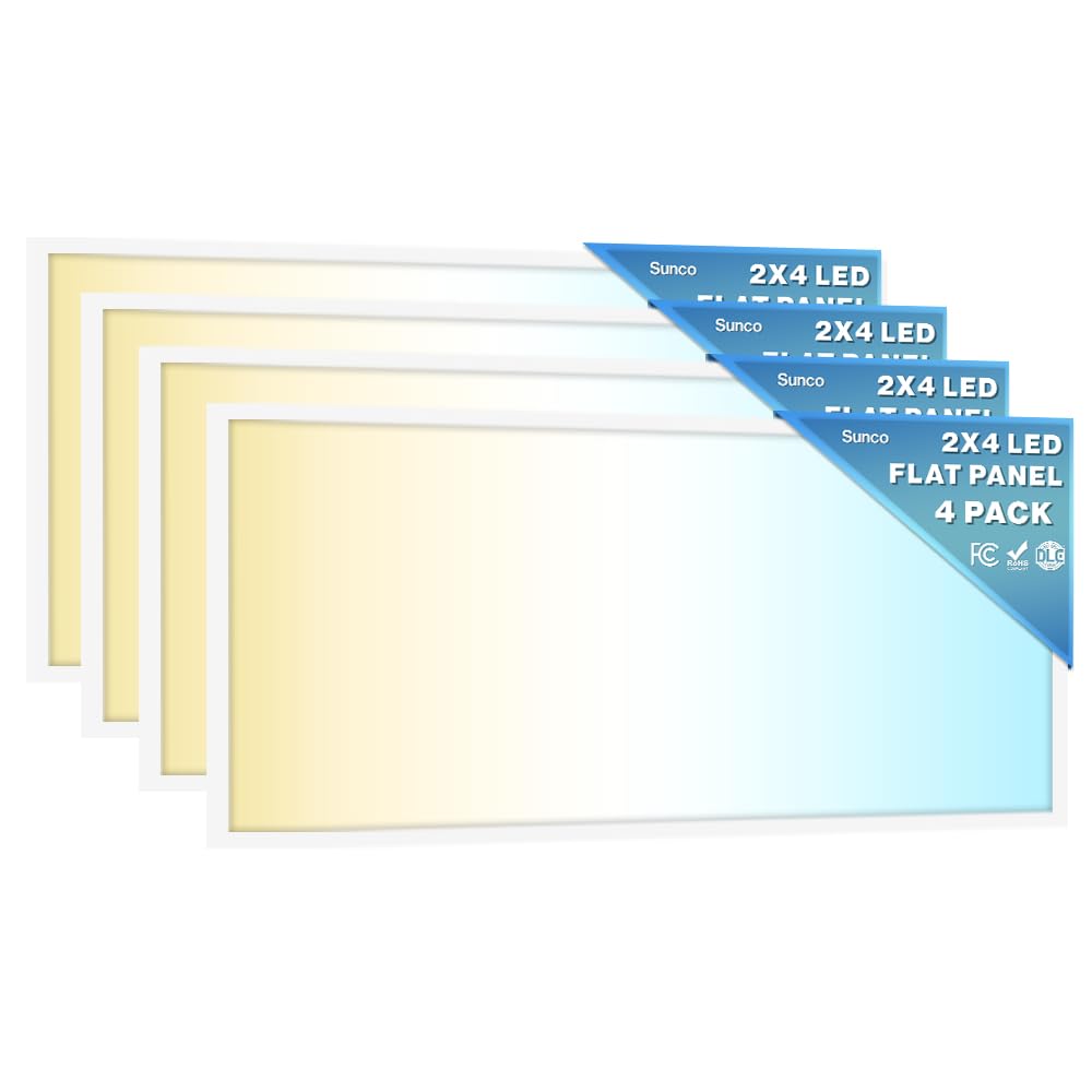 Sunco 2x4 LED Flat Panel Light Drop Ceiling Office Shop Commercial Warehouse Fixture, 6500 Lumens, Selectable Features, 30W/40W/