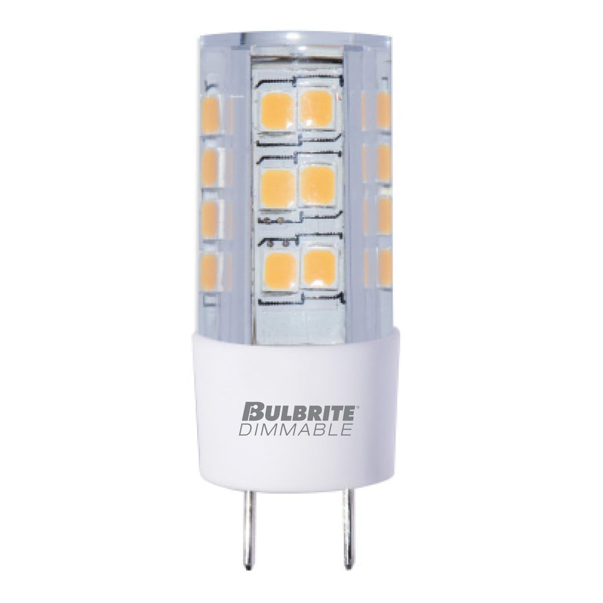 Bulbrite Led Mini T6 Dimmable Bi-Pin Base (Gy8) Light Bulb 40 Watt Equivalent 3000K, Clear 1-Pack