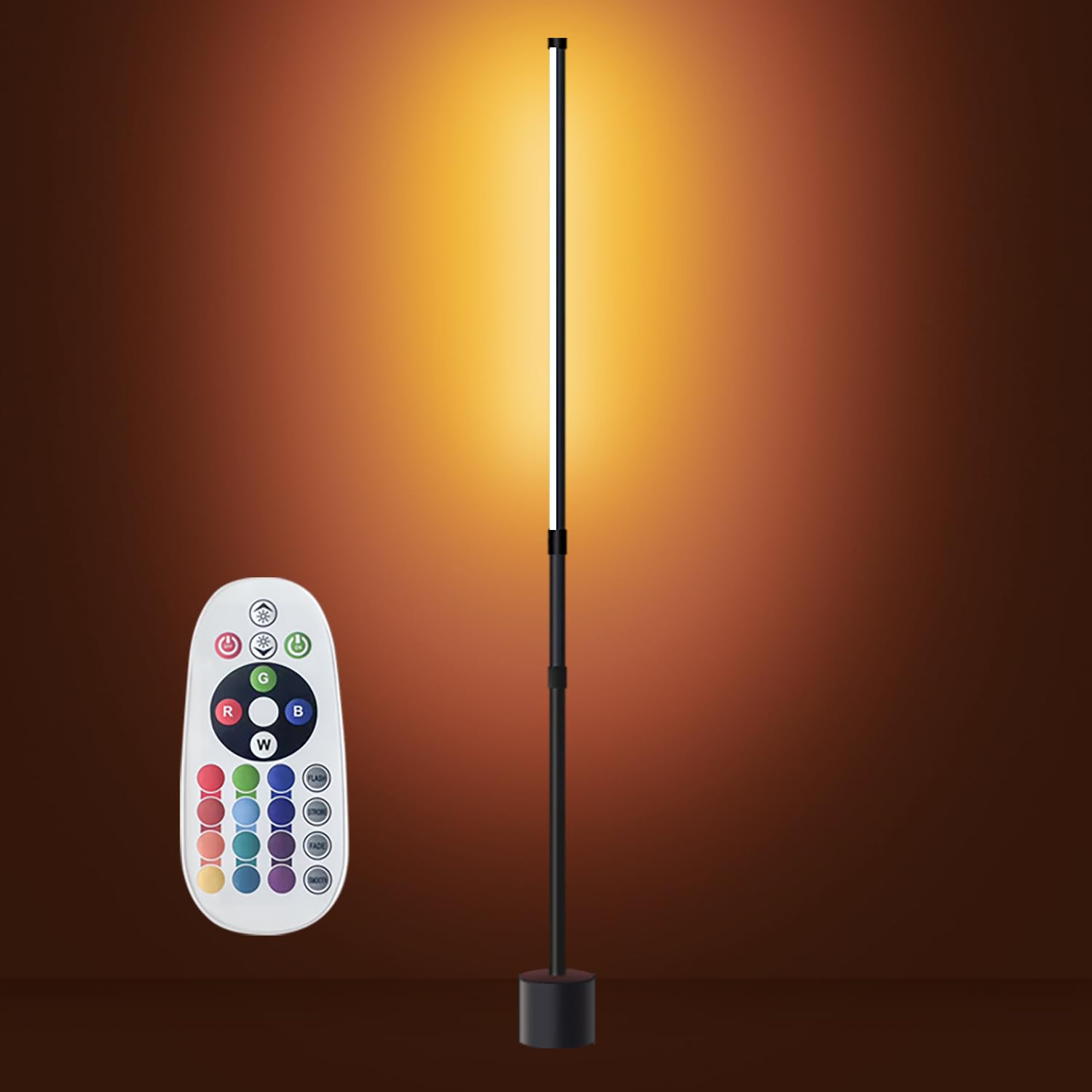 Allbluee Floor Lamp - RGB LED Corner Lamp with Remote Control, Adjustable Height,Brightness & Color Temperature Control, Ideal f