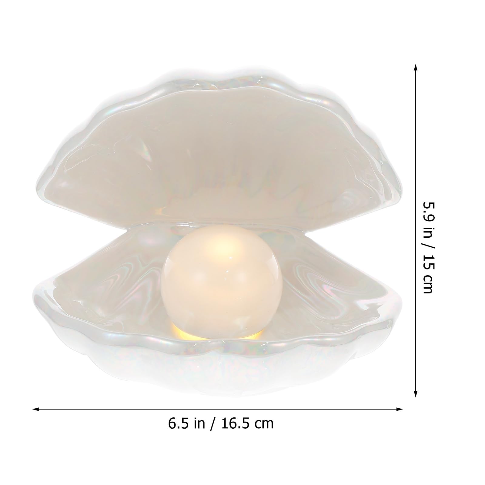 Imikeya Ceramic Shell Pearl Light - White Led Clam Lamp For Tabletop Decoration & Gifts