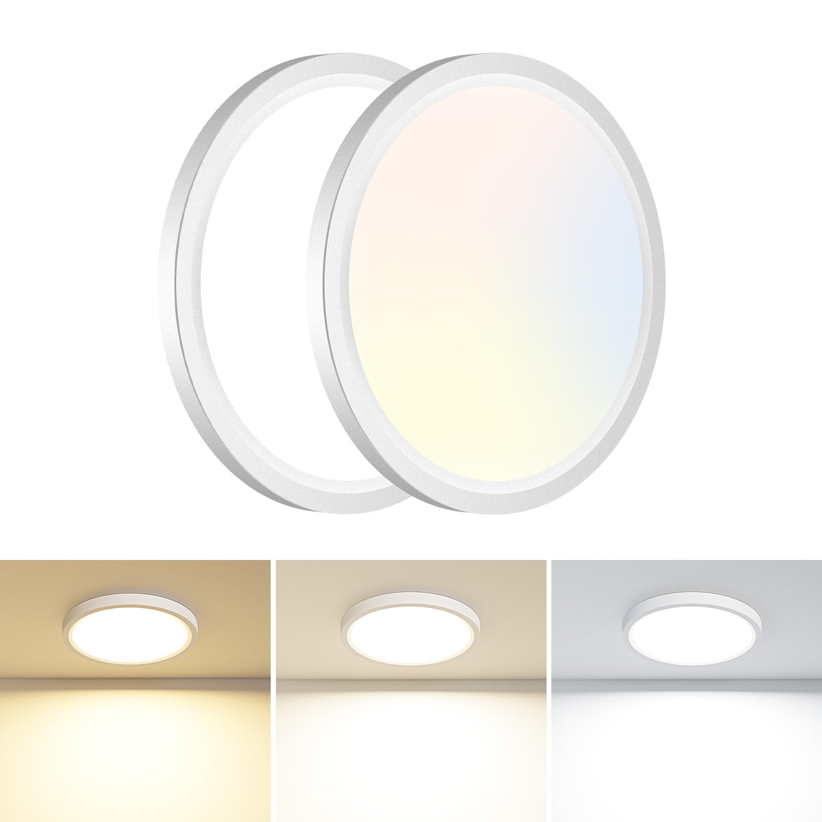hepside 2PACK Flush Mount LED Ceiling Light Fixture Black  4.7Inch 8Watt  3000K-4500K-6000K 3 Color Selectable Ceiling Lamp Low Profile Ceiling Light for Closet Basement Hallway Porch