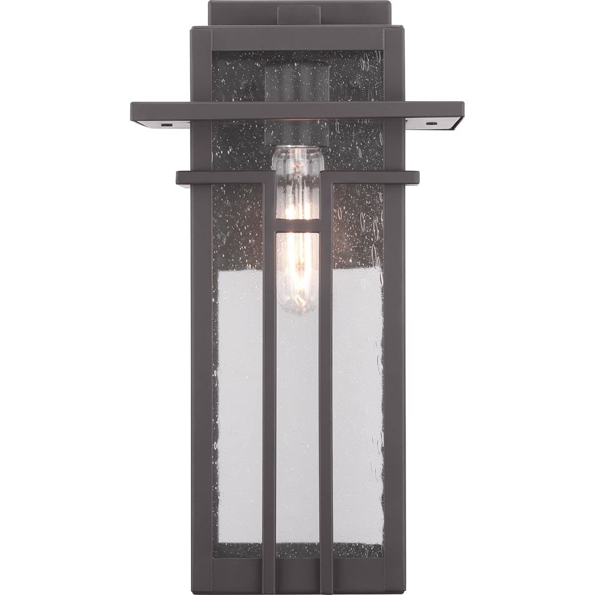 Progress Lighting Boxwood 1-Light Outdoor Wall Lantern, Antique Bronze, Clear Seeded Glass, Model P560111-020, 14.13x7.63x7.63