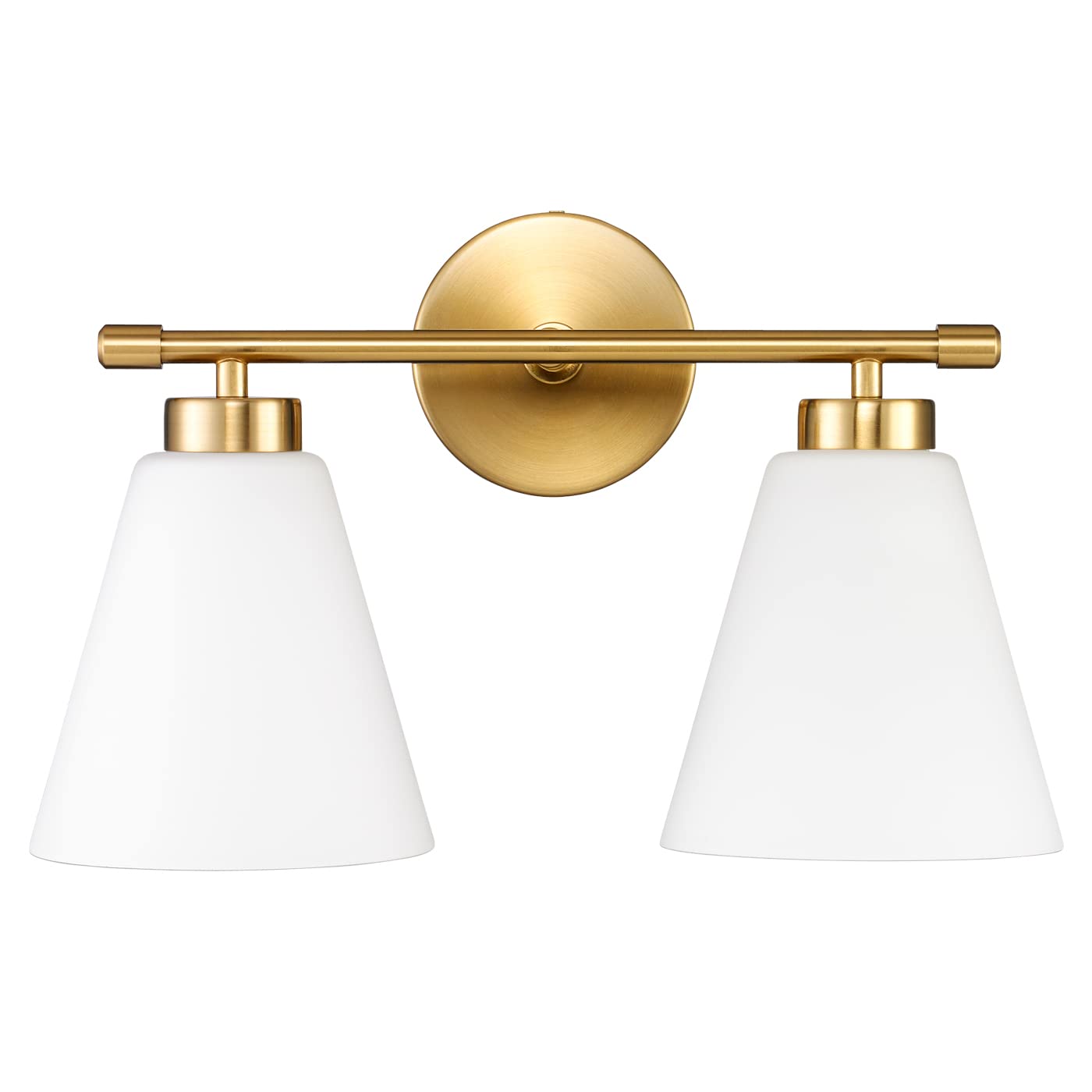 Hamilyeah Gold 2-Light Bathroom Vanity Light Fixture With Frosted Glass Shade, Wall Lamps
