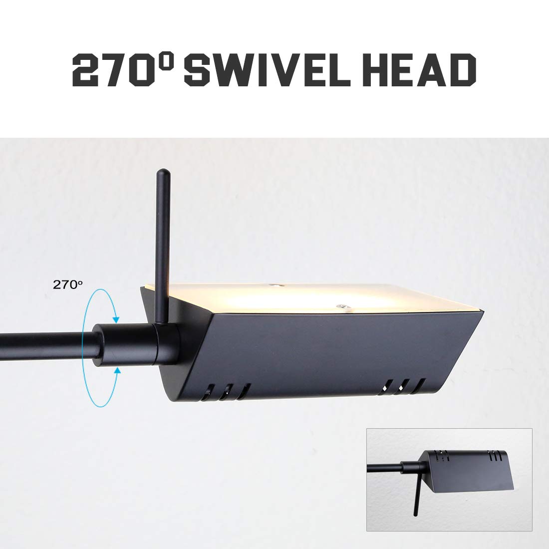 OBright Dimmable LED Pharmacy Floor Lamp, 12W, Adjustable Height, Black, Model OB-FL05D