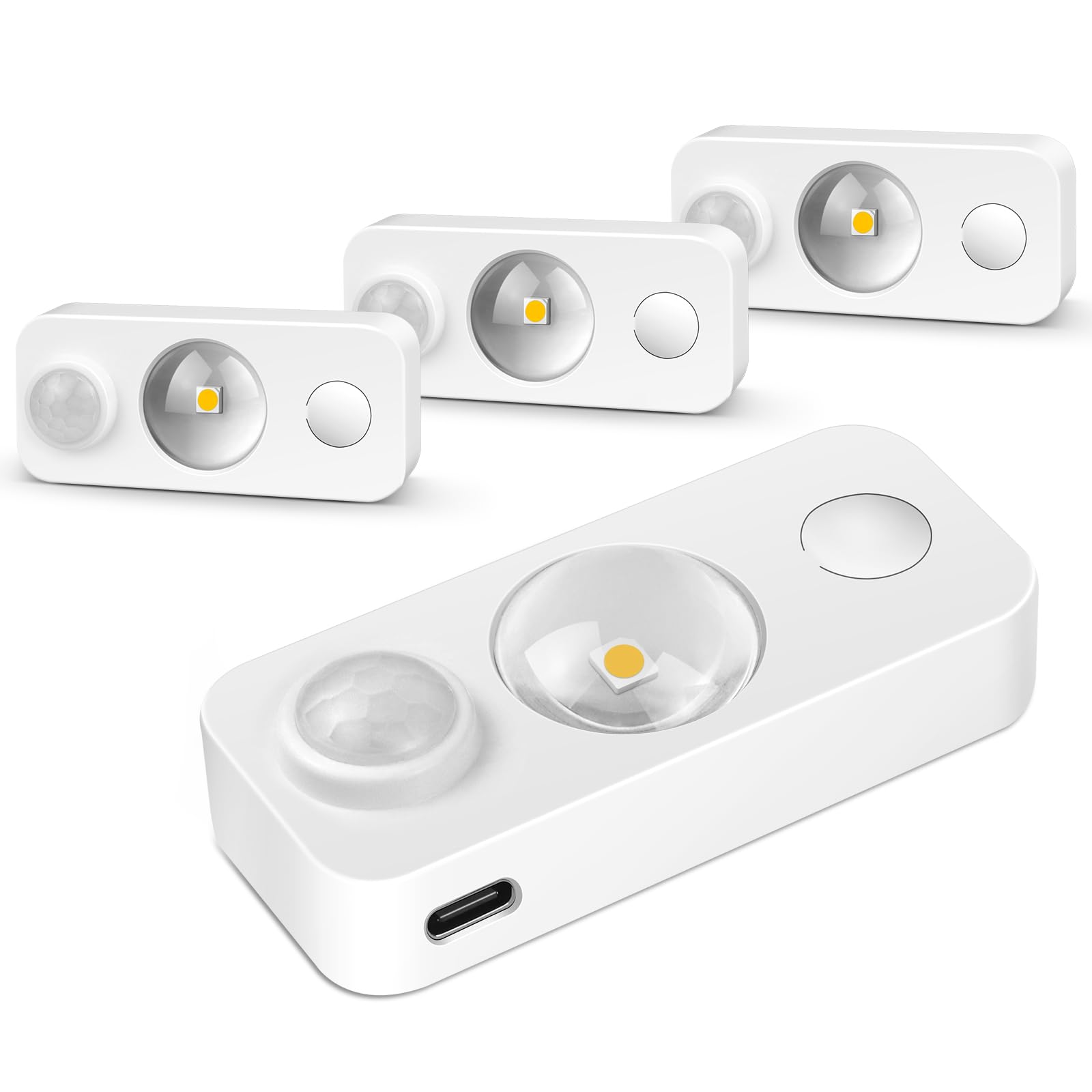 Ledlampsworld Led Motion Sensor Puck Lights  Rechargeable Under Cabinet Lighting Wireless  Dimmable Night Light  Under Counter Lights For Kitchen  Display Shelf  Closets (4 Pack)