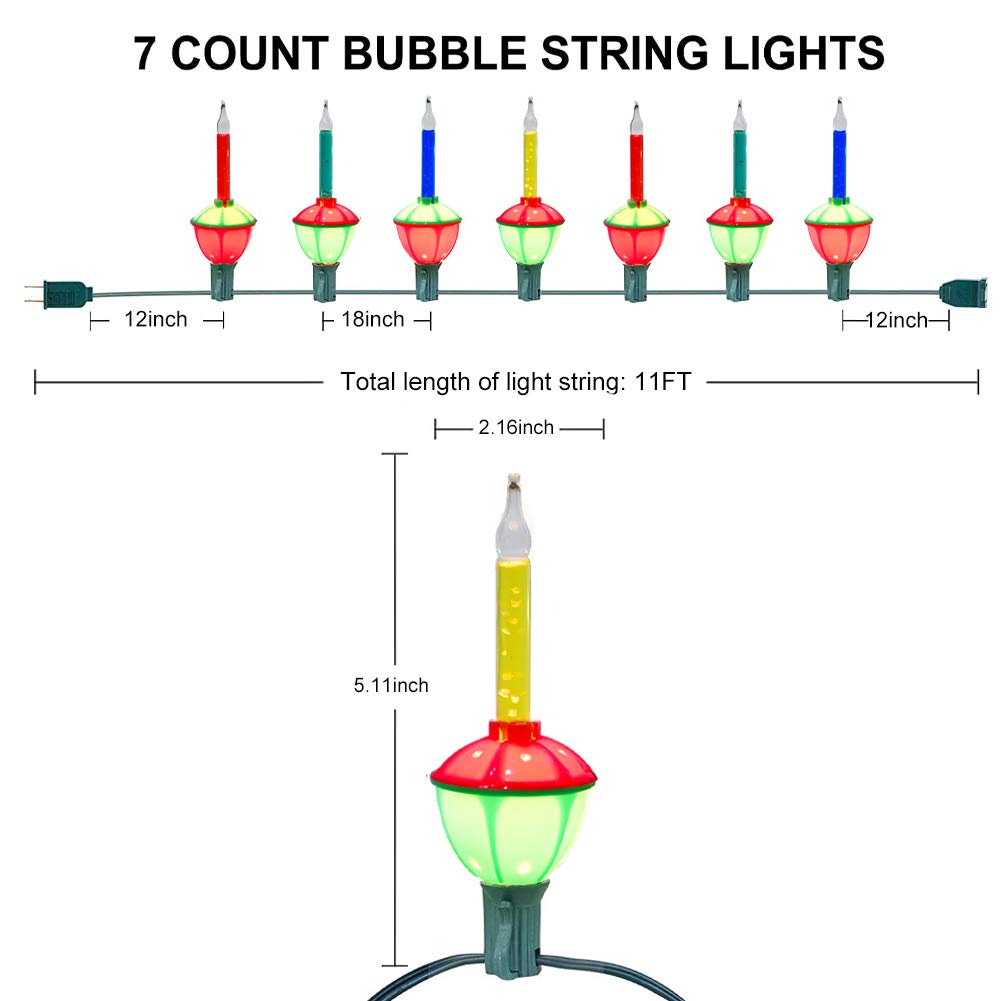 GOOTHY Multicolor Christmas Bubble Lights Set, 11Ft String Lights, 8 Glass C7/E12 Base, UL Listed for Holiday Decor
