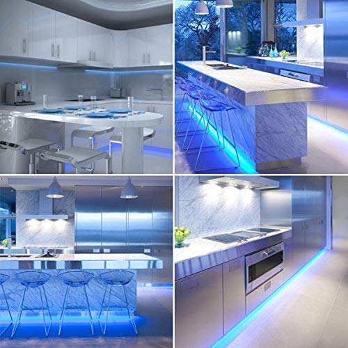 SMART DIRECT LED Strip Lights, 9.8ft, 90 LEDs, Battery Operated, Waterproof, Remote Control, Dimmable, Blue