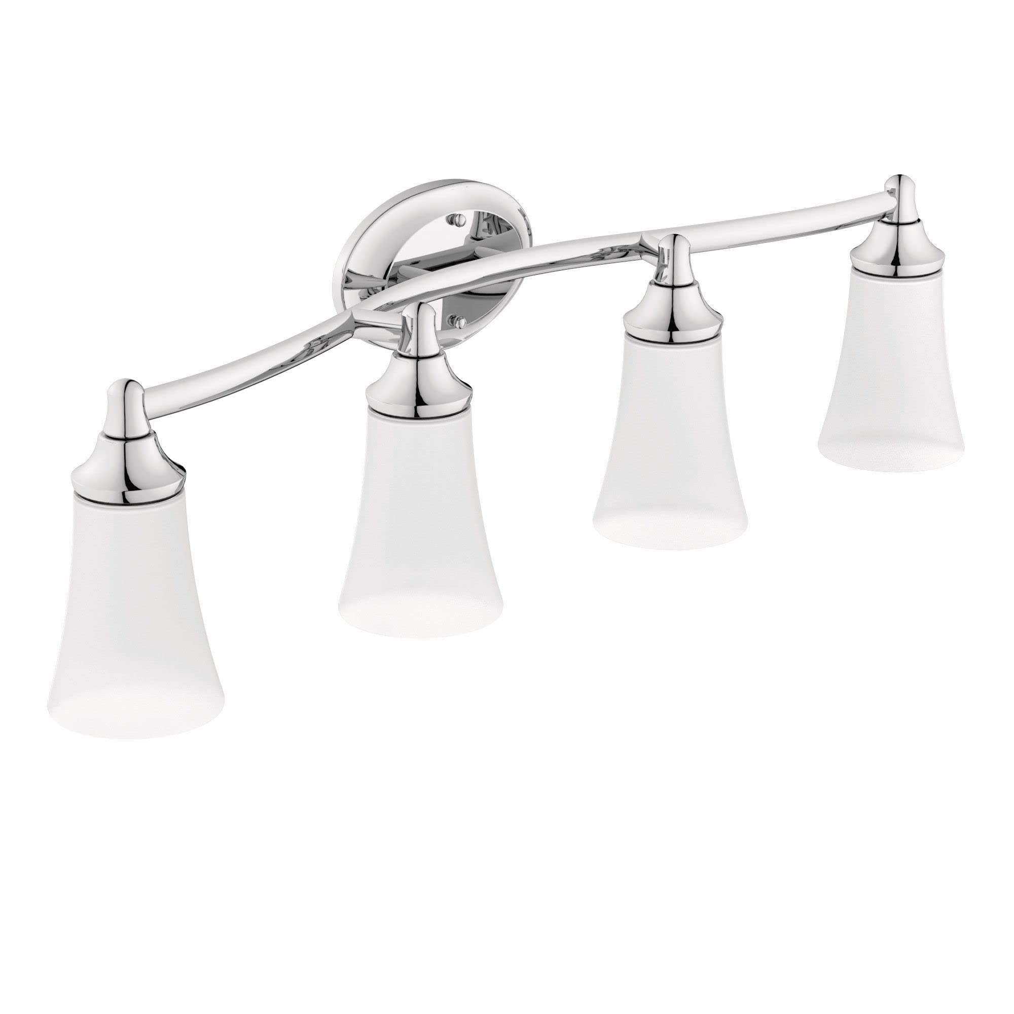 Moen YB2864CH Eva 4-Light Dual-Mount Bath Bathroom Vanity Fixture with Frosted Glass, Chrome