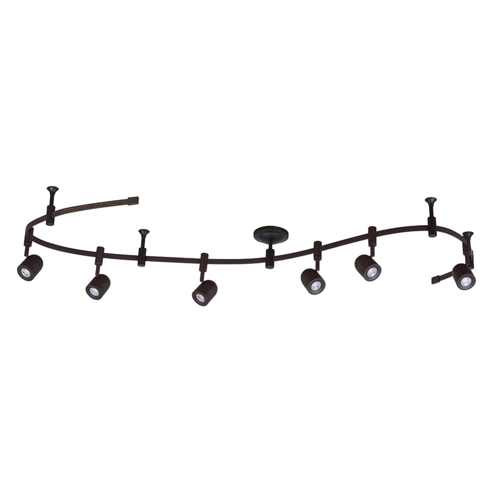 Catalina Lighting 96" 6-Light Integrated Led Flex Track Spotlight Ceiling Light, Oil Rubbed Bronze, For Kitchen, Living Room, Home Lighting