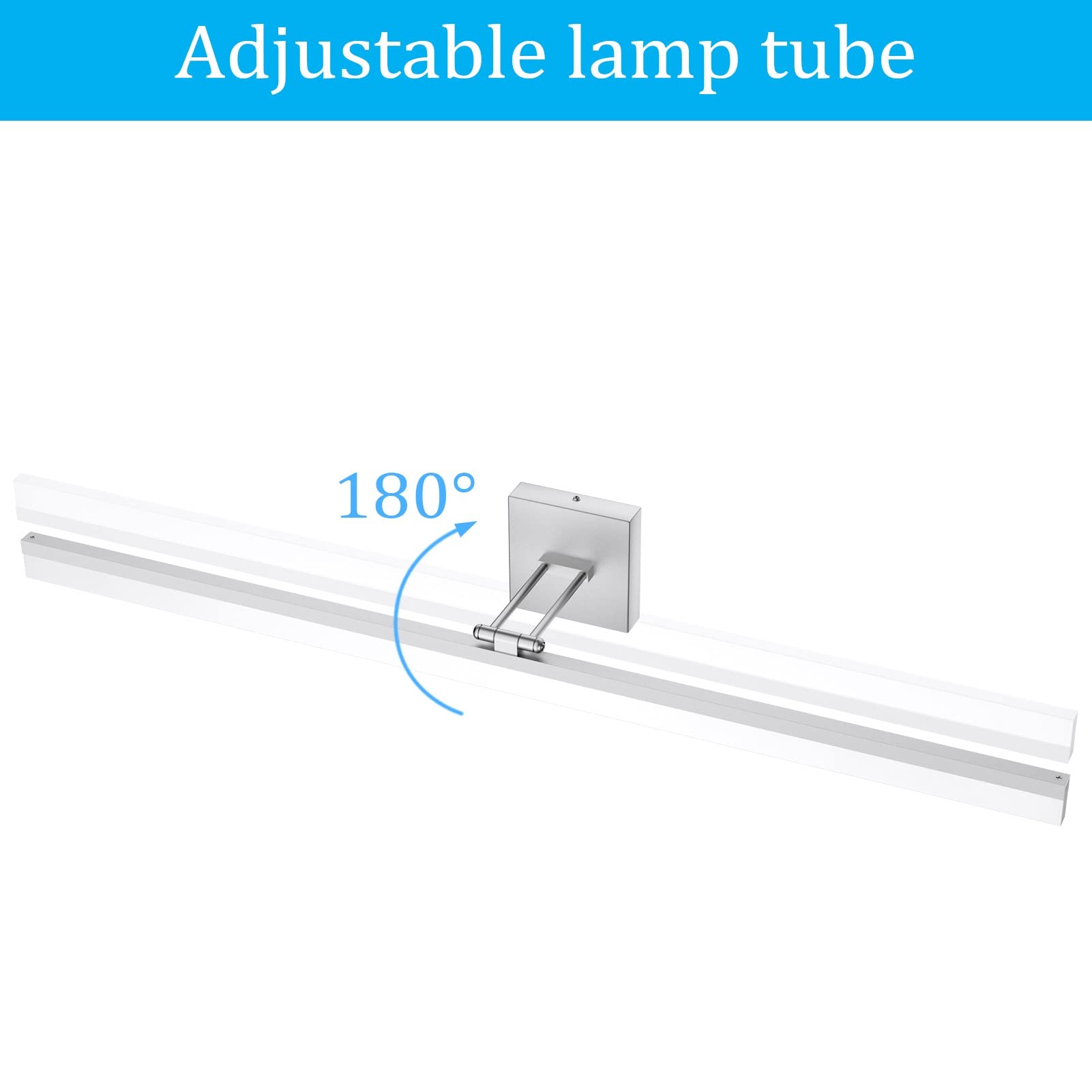 Ralbay 40" Silver Led Bathroom Vanity Light - Adjustable 24W Modern Fixture (6000K Cool White)