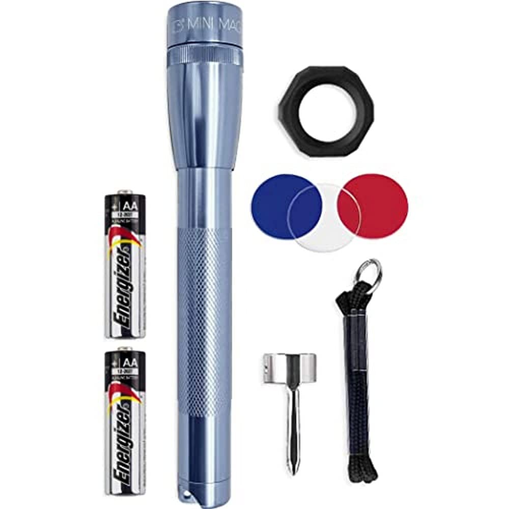 MagLite Mini LED Flashlight - 127 Lumens, Adjustable Beam, Water-Resistant, Shock Resistant, Combo Pack, Gray, Model SP2209C