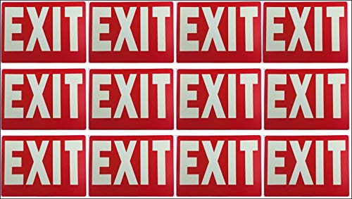 natraco Glow-in-The-Dark Exit Sign, 12 Pack, Plastic, 8x12 Inches, Photoluminescent, Model: natraco Exit Sign