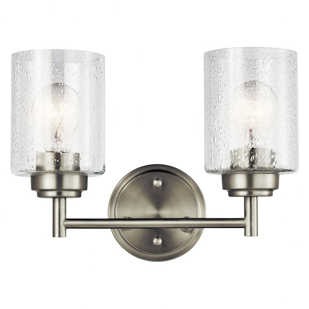 Kichler 45885Bk Winslow Vanity, 2-Light 150 Total Watts, Black, 12.75''