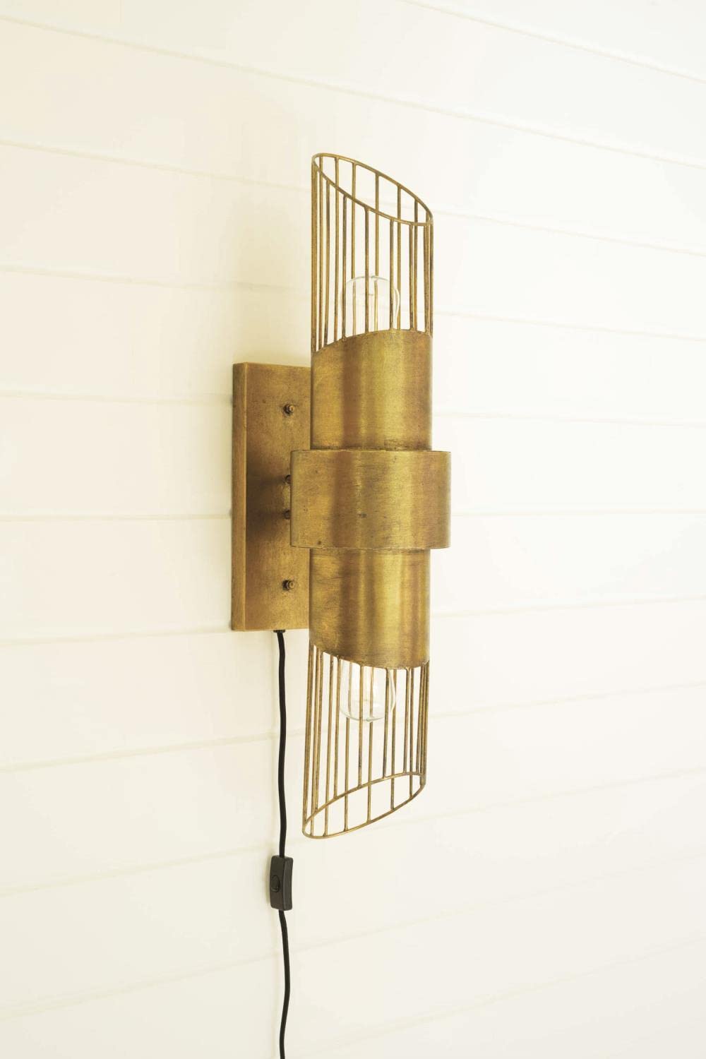 BRASS FINISH METAL WALL SCONCE LIGHT