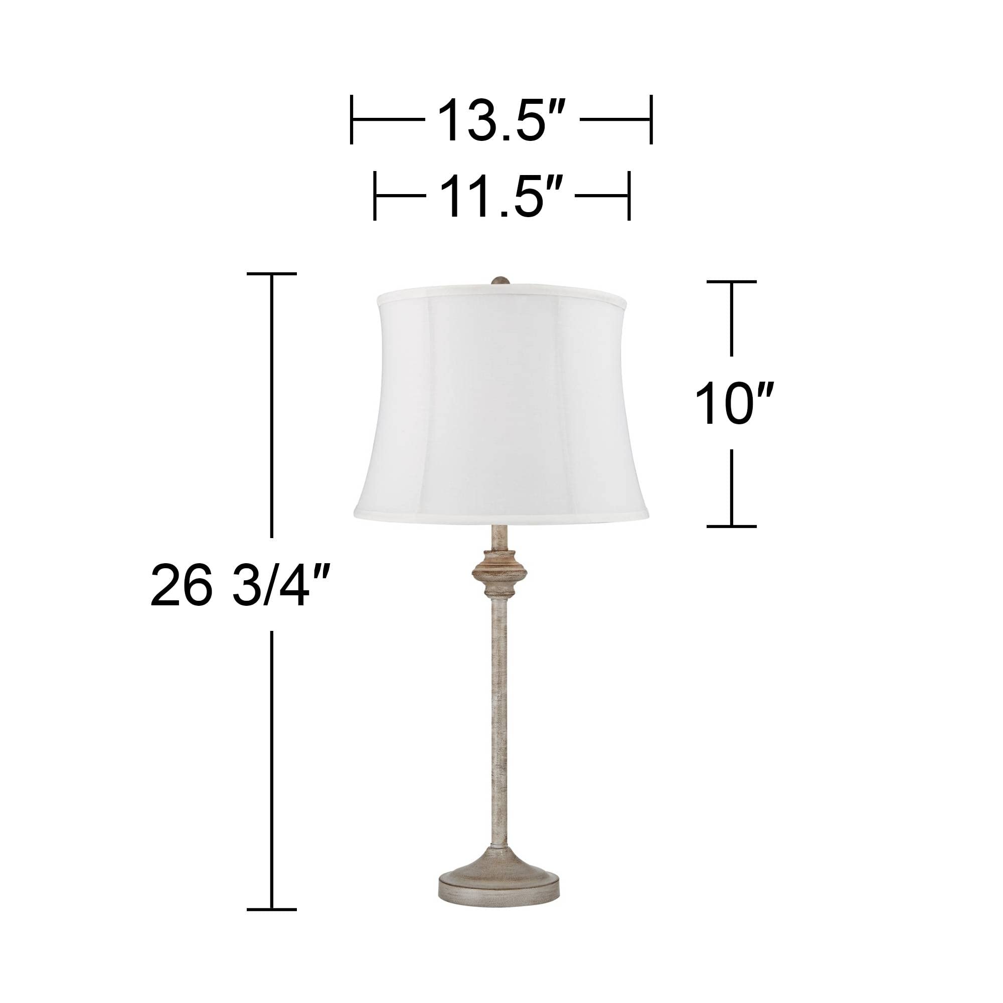 360 Lighting Lynn Country Cottage Rustic Buffet Table Lamps 26 3/4'' Tall Skinny Set Of 2 Light Beige Wood White Fabric Softback