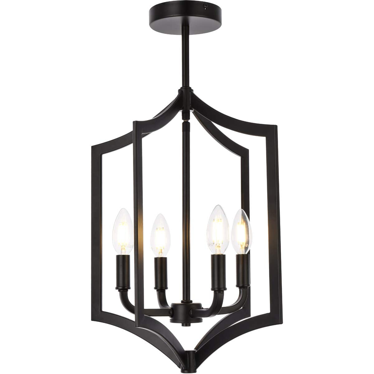 Elegant Lighting Living District Kiera 4 Lights Pendant In Black