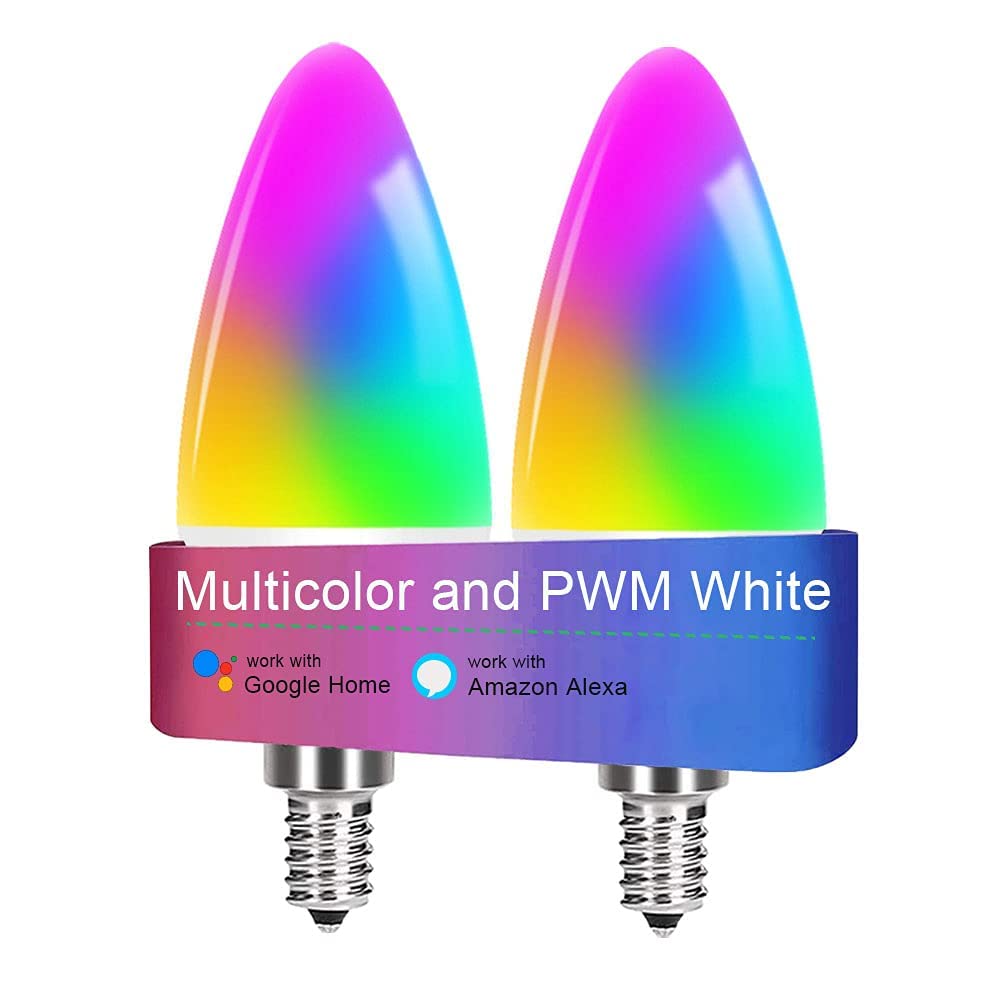 DOGAIN LED Candelabra Bulbs E12 Base, Color Changing and Dimmable Smart Light Bulb, Compatible with Alexa Google Home, Tunable W